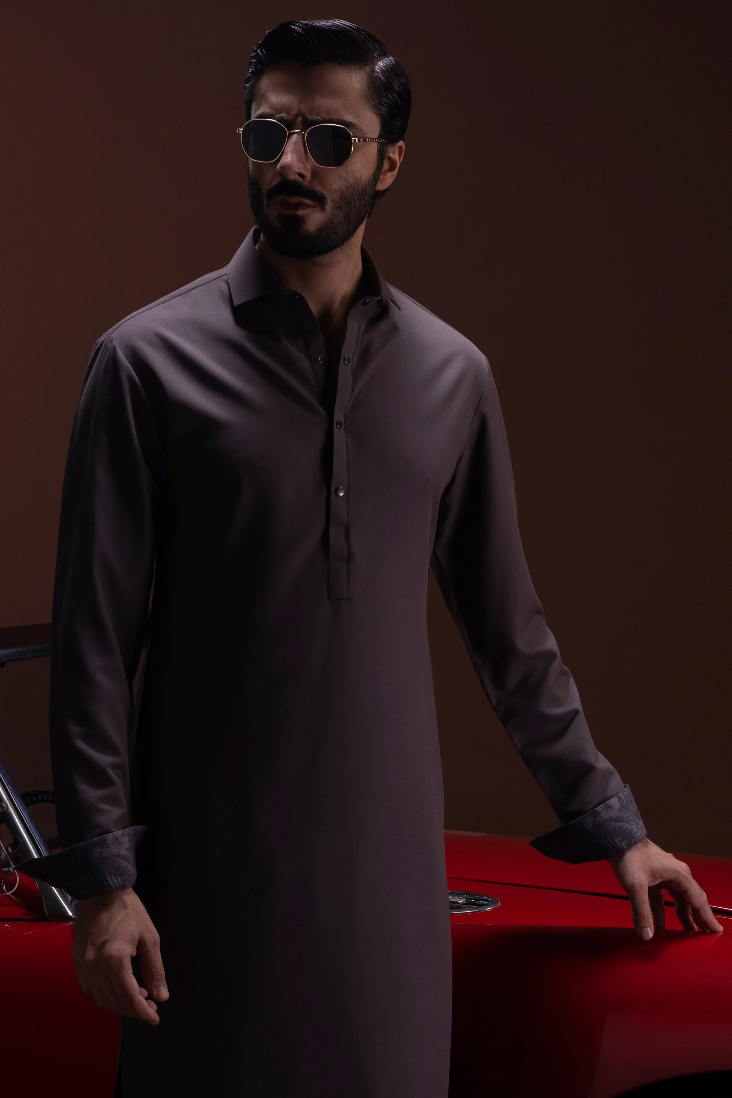 DARK GREY BLENDED KAMEEZ SHALWAR | CCMKS-S-US-39389-3/4-ST.LOUIS - Image 4