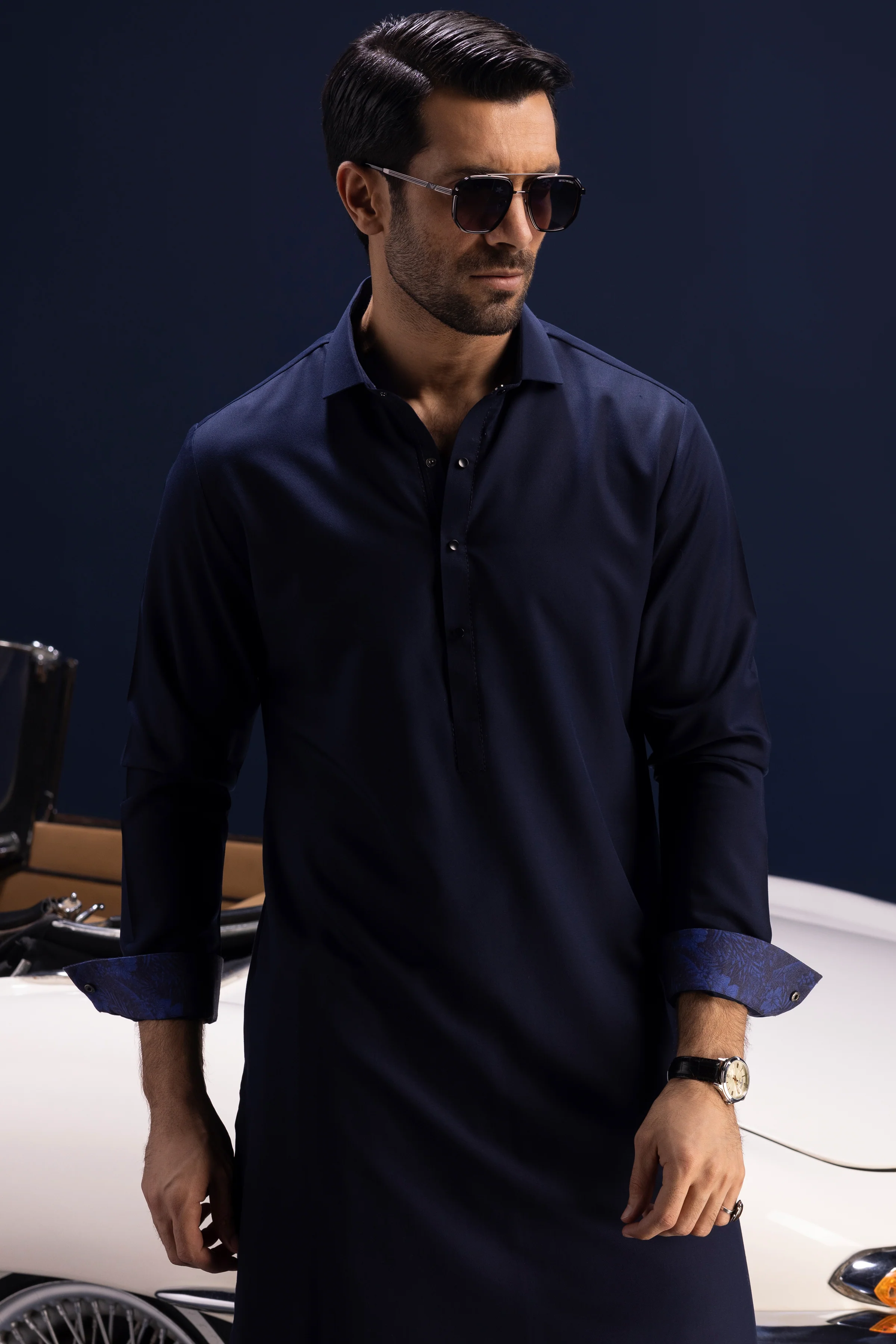 NAVY BLENDED KAMEEZ SHALWAR | CCMKS-S-US-39389-4/4-ST.LOUIS - Image 2