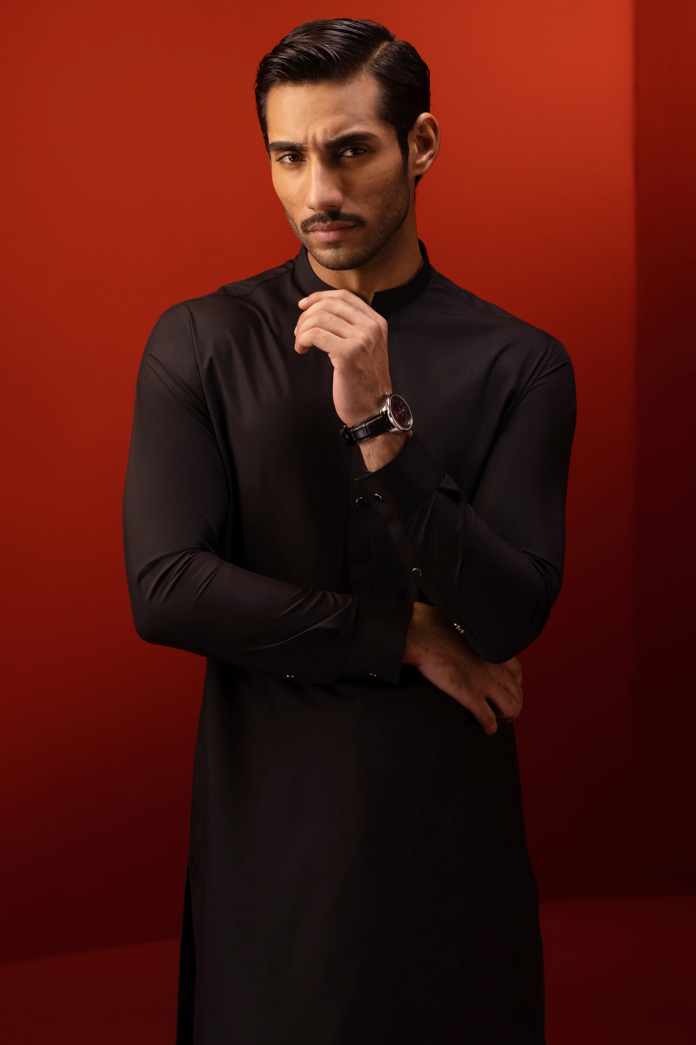 BLACK BLENDED KAMEEZ SHALWAR | CCMKS-S-US-39397-1/2 -KONYA - Image 3