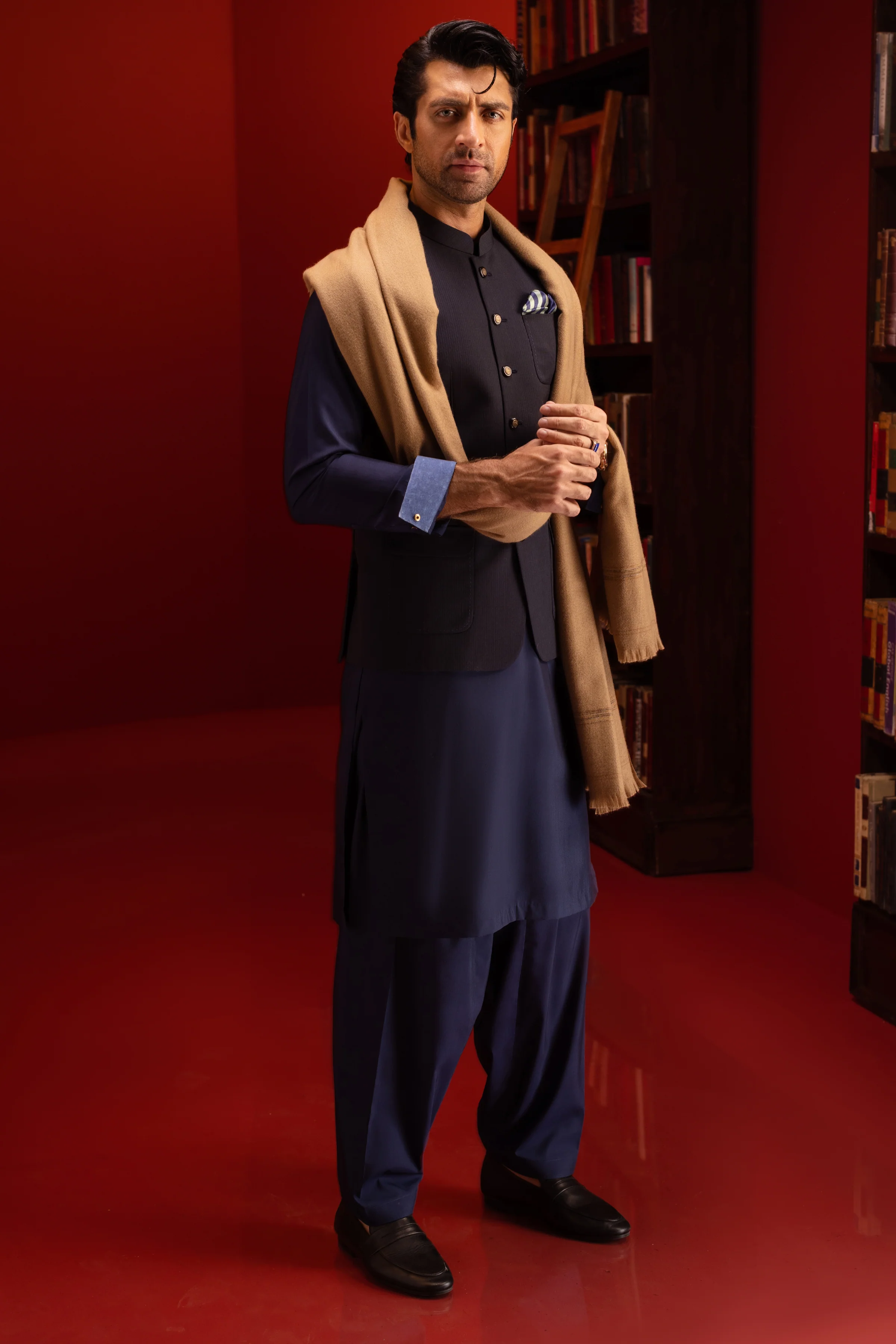 NAVY BLENDED KAMEEZ SHALWAR | CCMKS-S-US-39397-2/2 -KONYA - Image 2