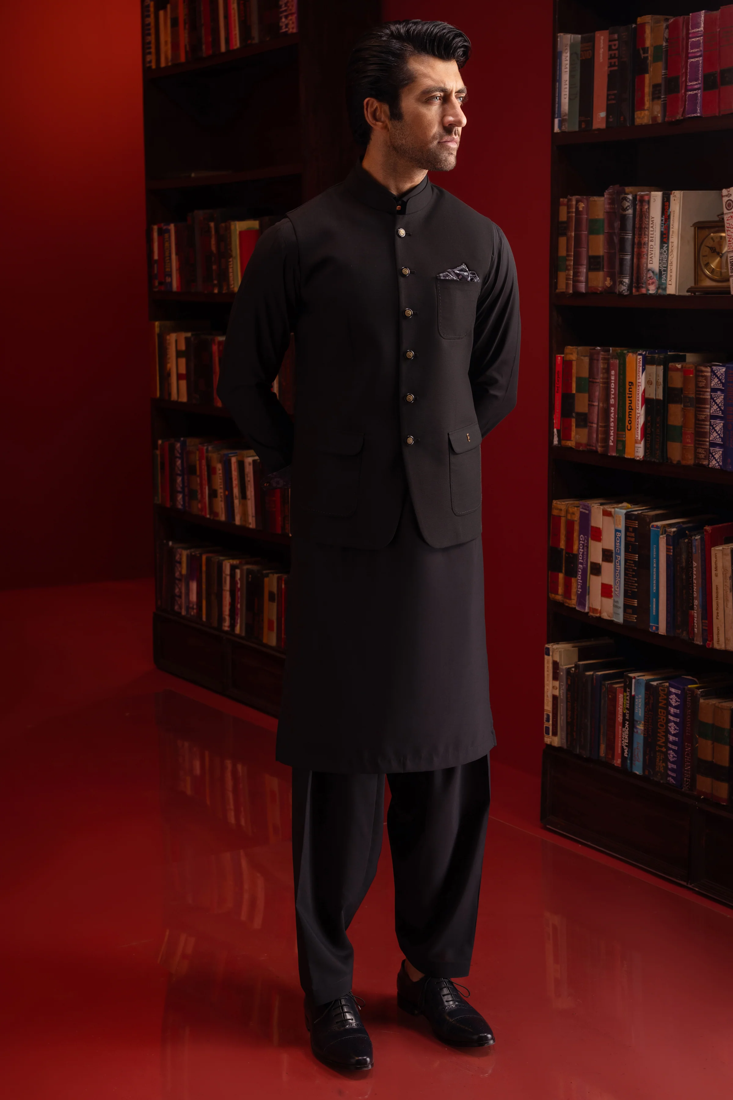 BLACK KAMEEZ SHALWAR | CCMKS-S-US-39399-4/4 - ALBANIA - Image 3