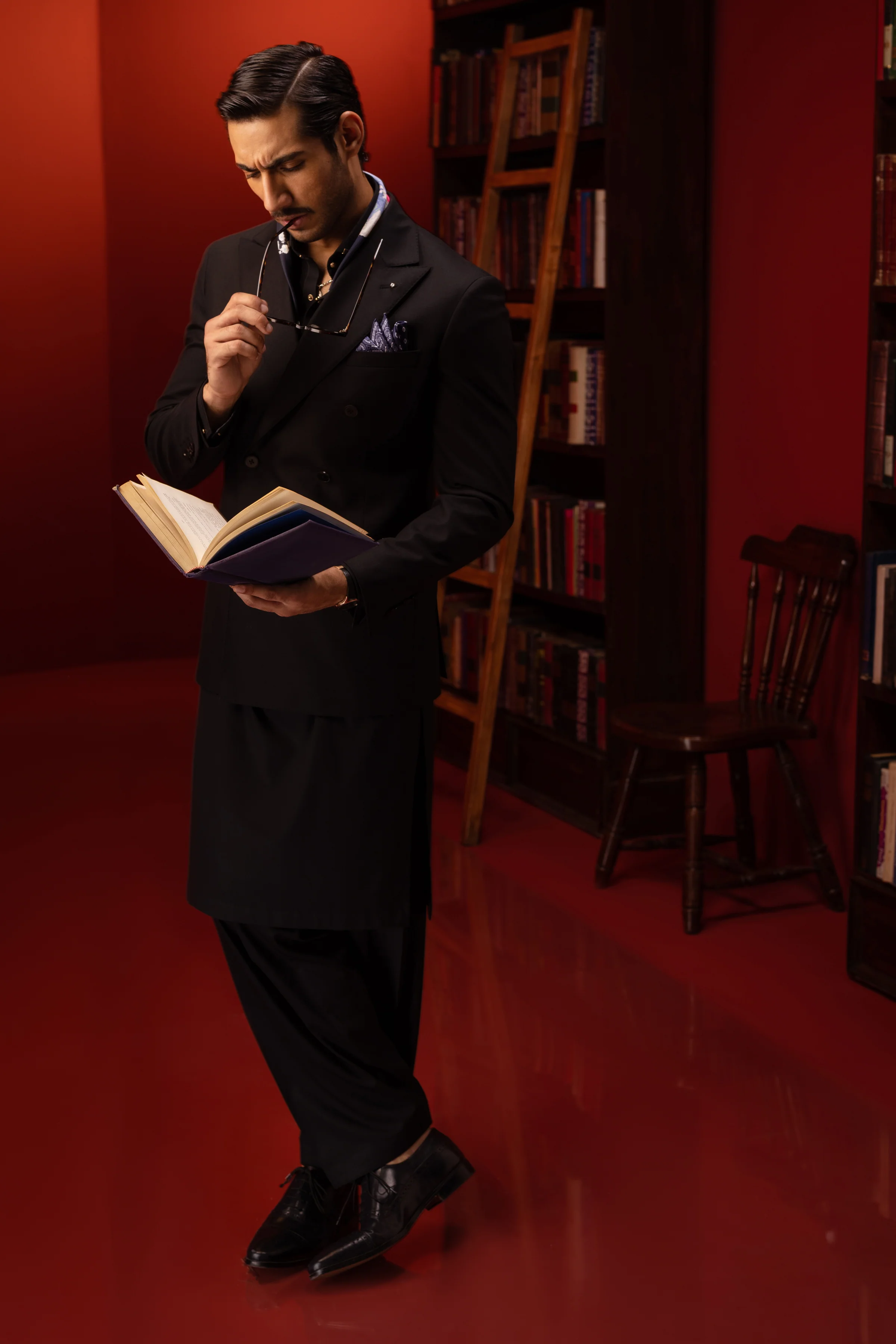 BLACK BLENDED KAMEEZ SHALWAR | CCMKS-S-US-39404-2/2-FLORENCE - Image 3