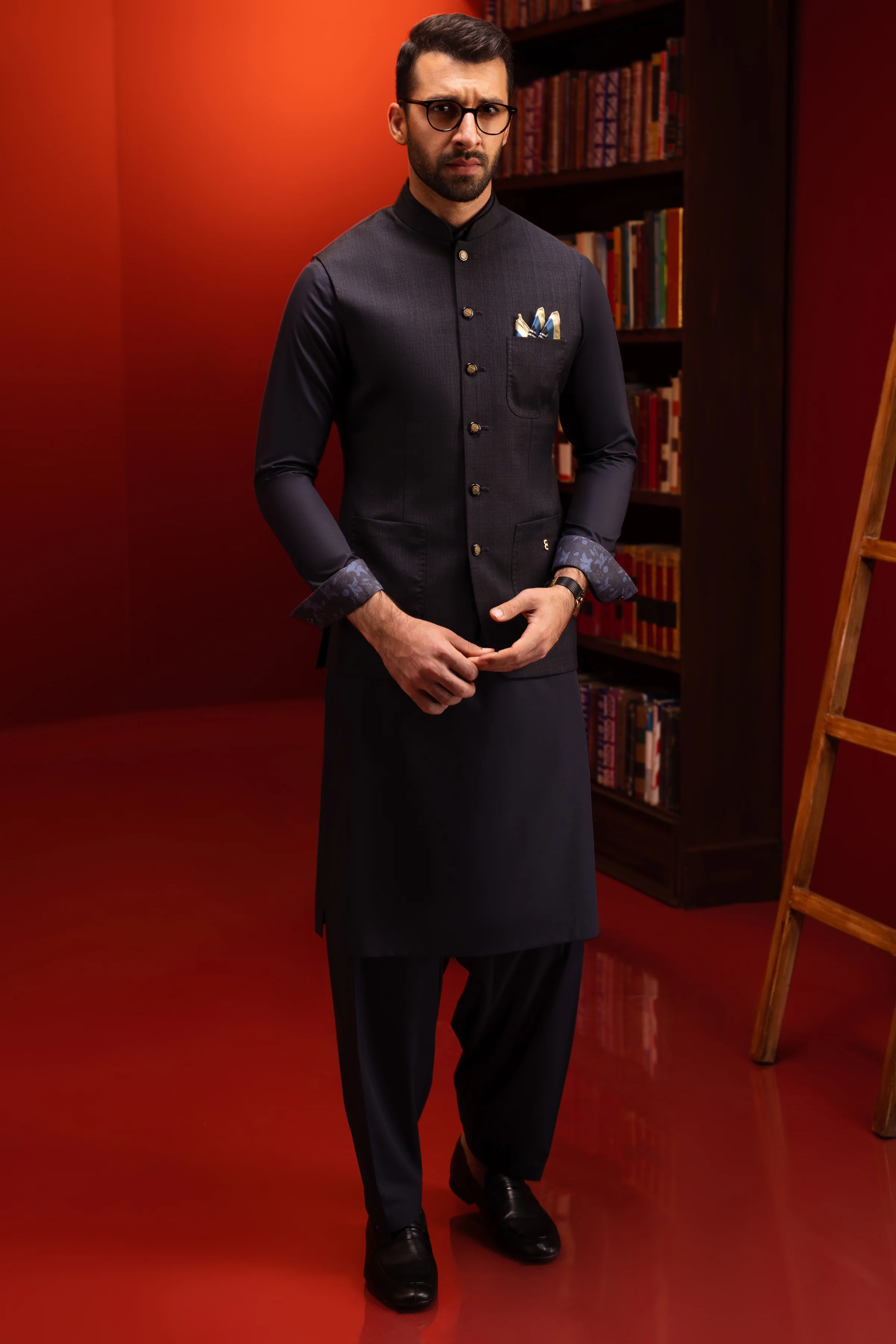 BLACK KAMEEZ SHALWAR | CCMKS-S-US-39408-3/3-RIMINI - Image 3