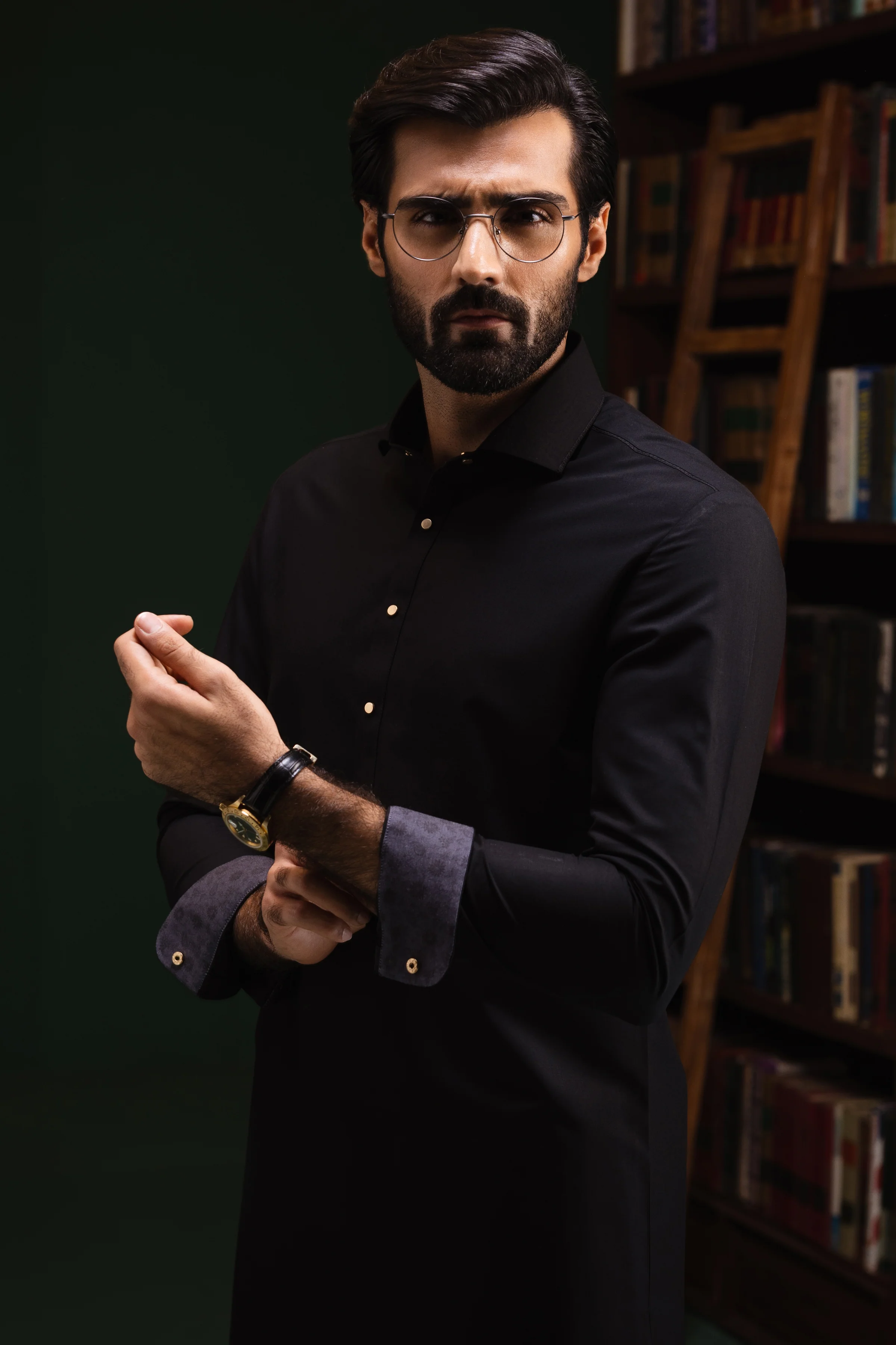 BLACK BLENDED KAMEEZ SHALWAR | CCMKS-S-US-39413-4/4-ANTALYA - Image 2