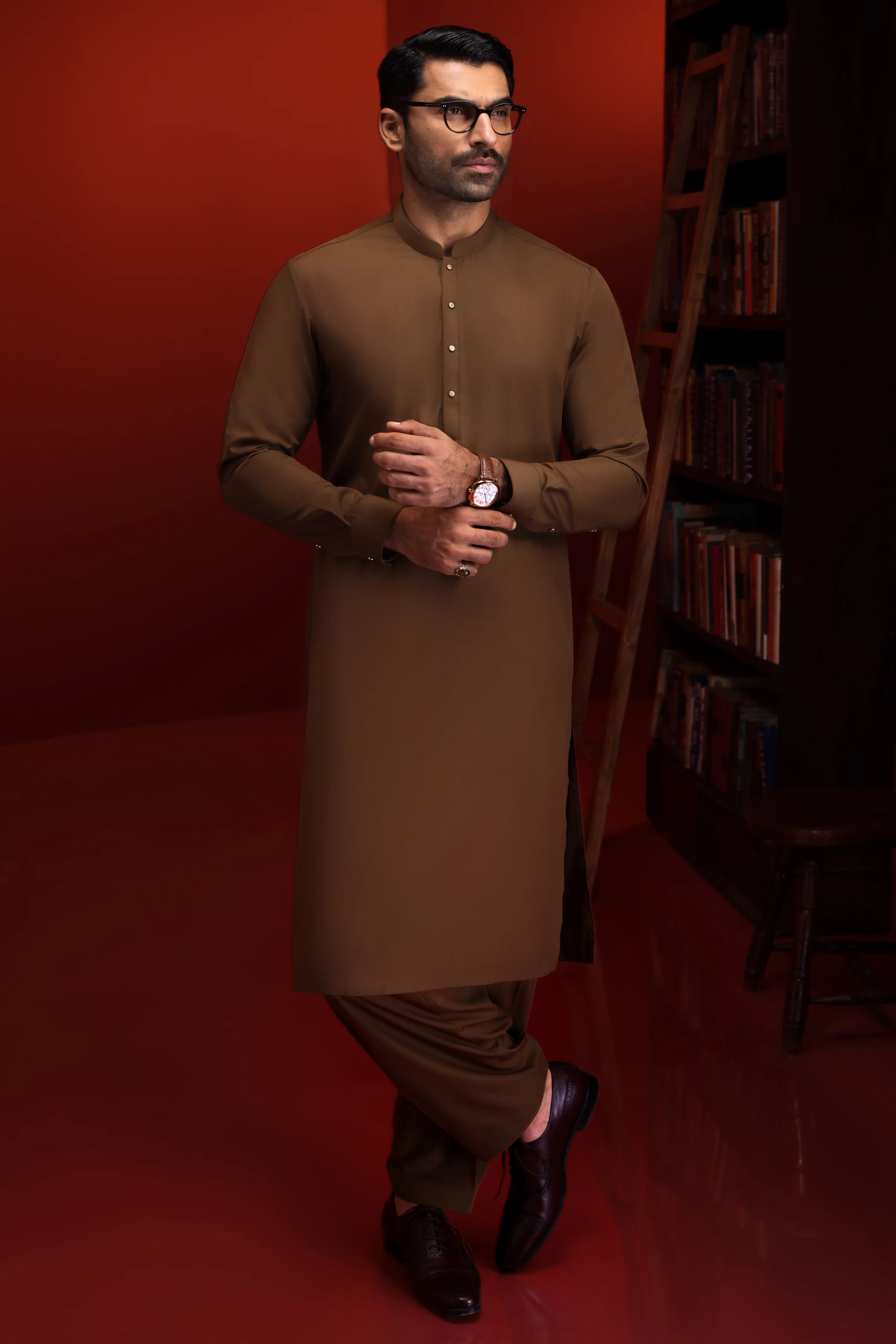 BROWN KAMEEZ SHALWAR | CCMKS-S-US-39420-B4-BURSSELS - Image 2