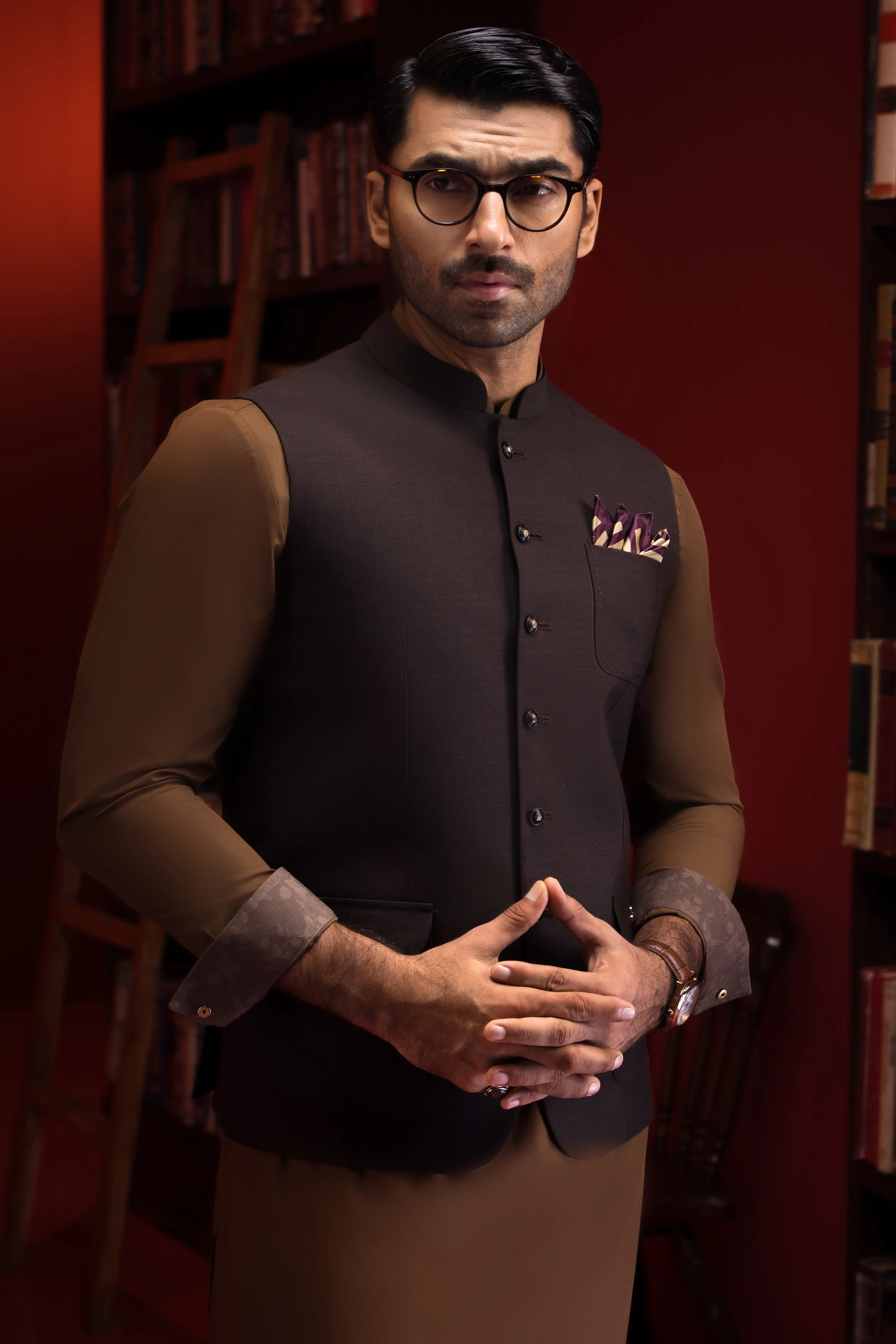 BROWN KAMEEZ SHALWAR | CCMKS-S-US-39420-B4-BURSSELS - Image 3