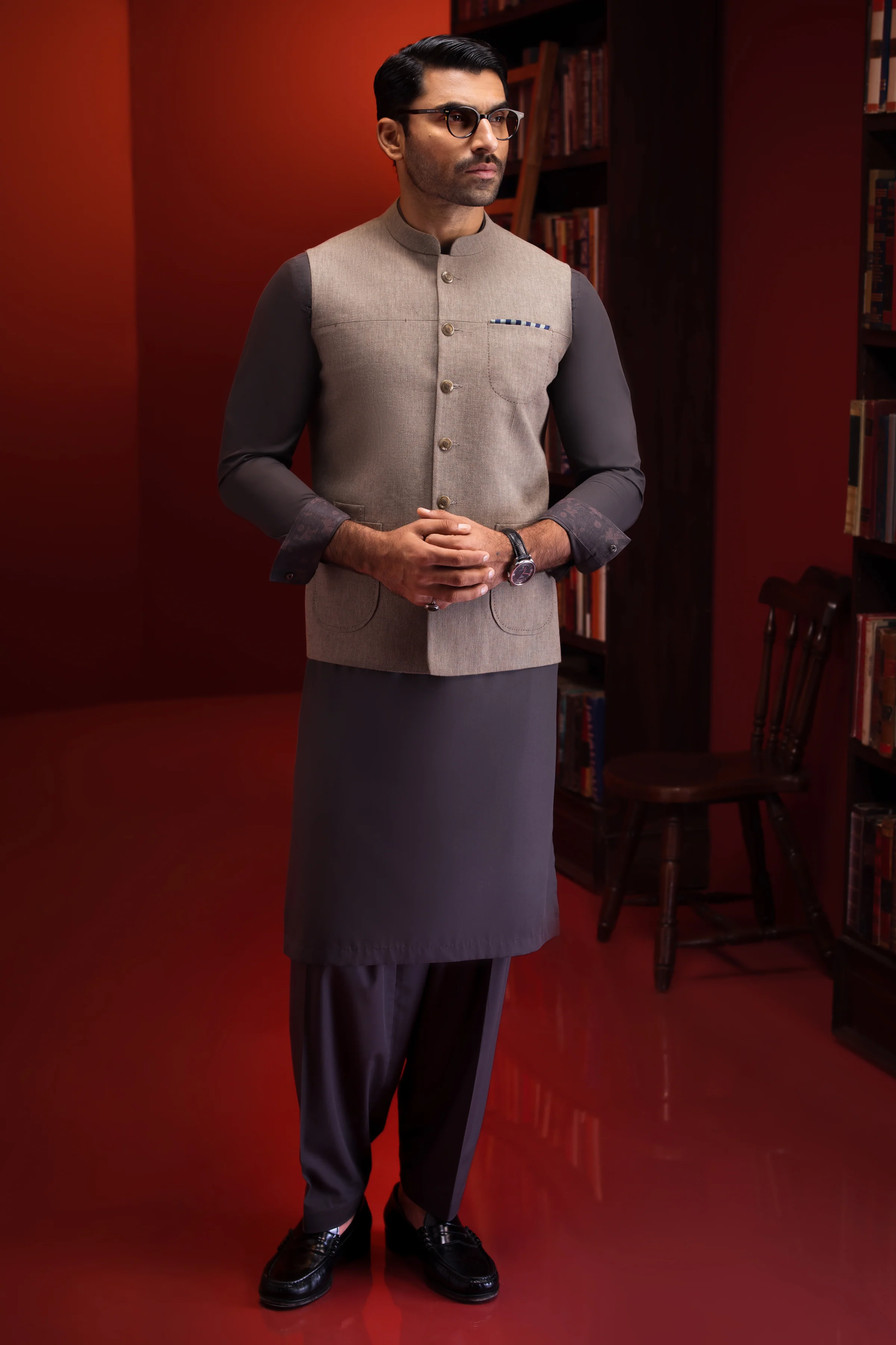 GREY KAMEEZ SHALWAR | CCMKS-S-US-39420-C4-BURSSELS - Image 3