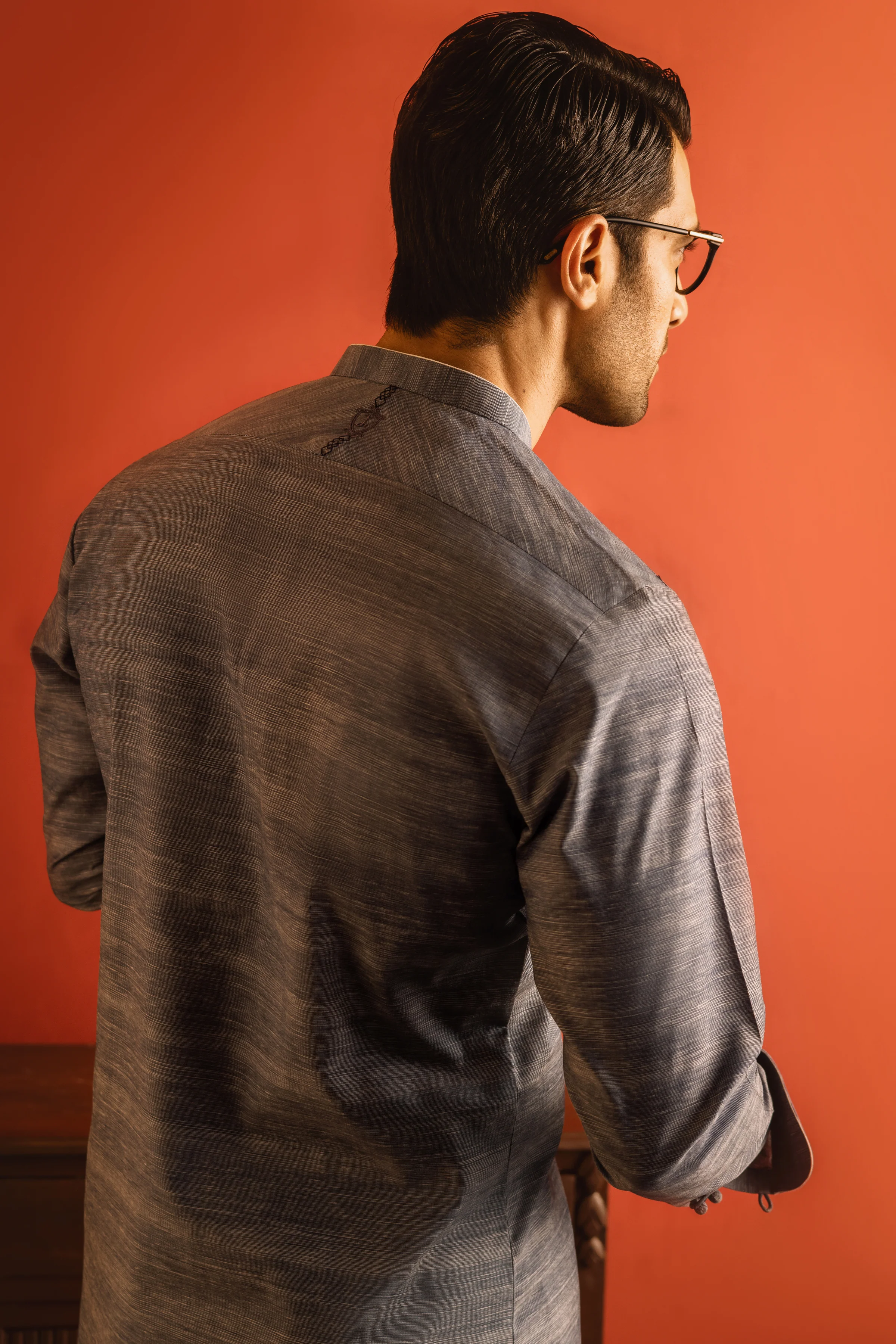 BLUISH GREY COTTON KURTA TROUSERS | CCMKT-A-US-39197-2/4 - ROME - Image 3