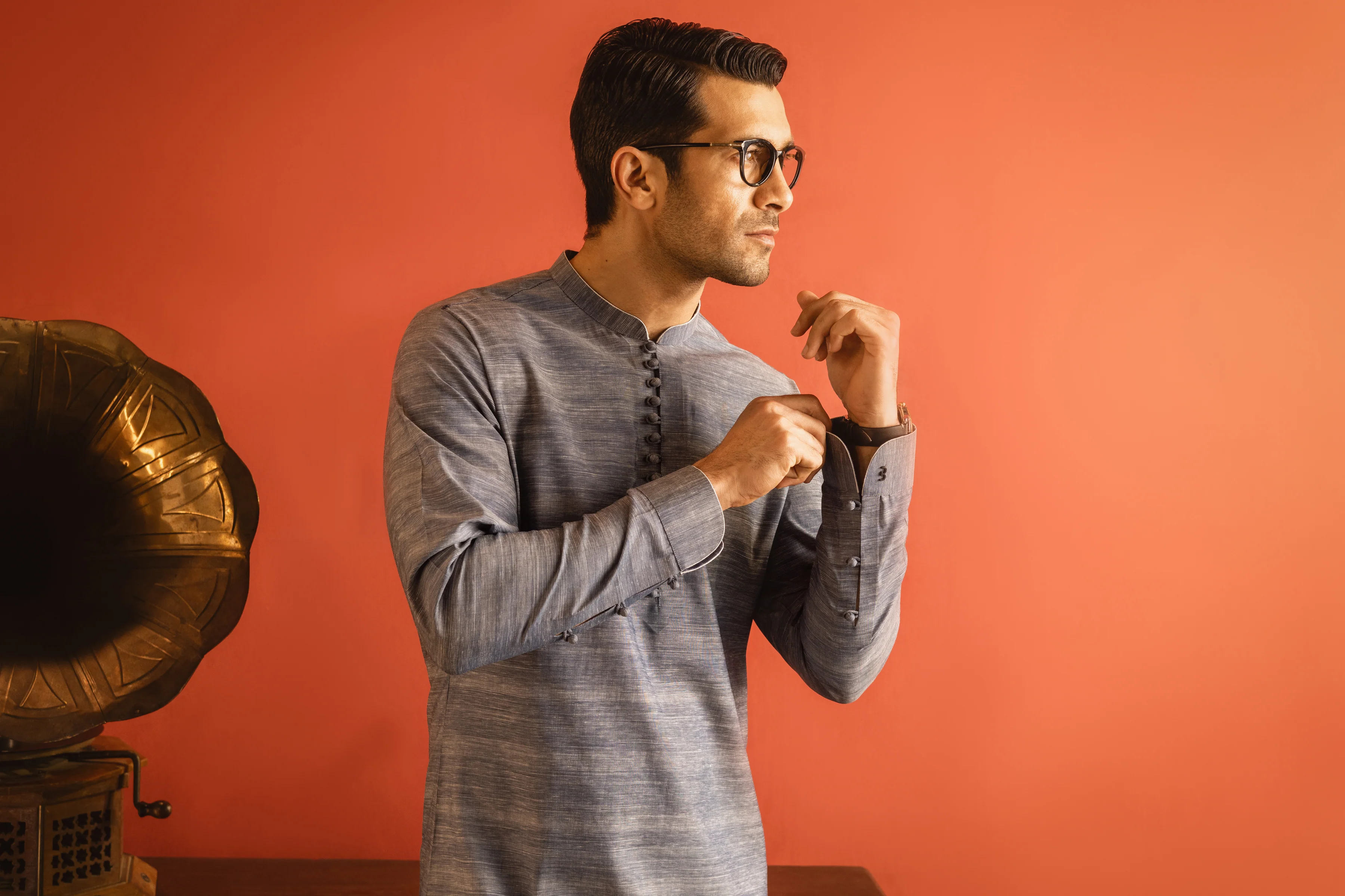 BLUISH GREY COTTON KURTA TROUSERS | CCMKT-A-US-39197-2/4 - ROME - Image 5