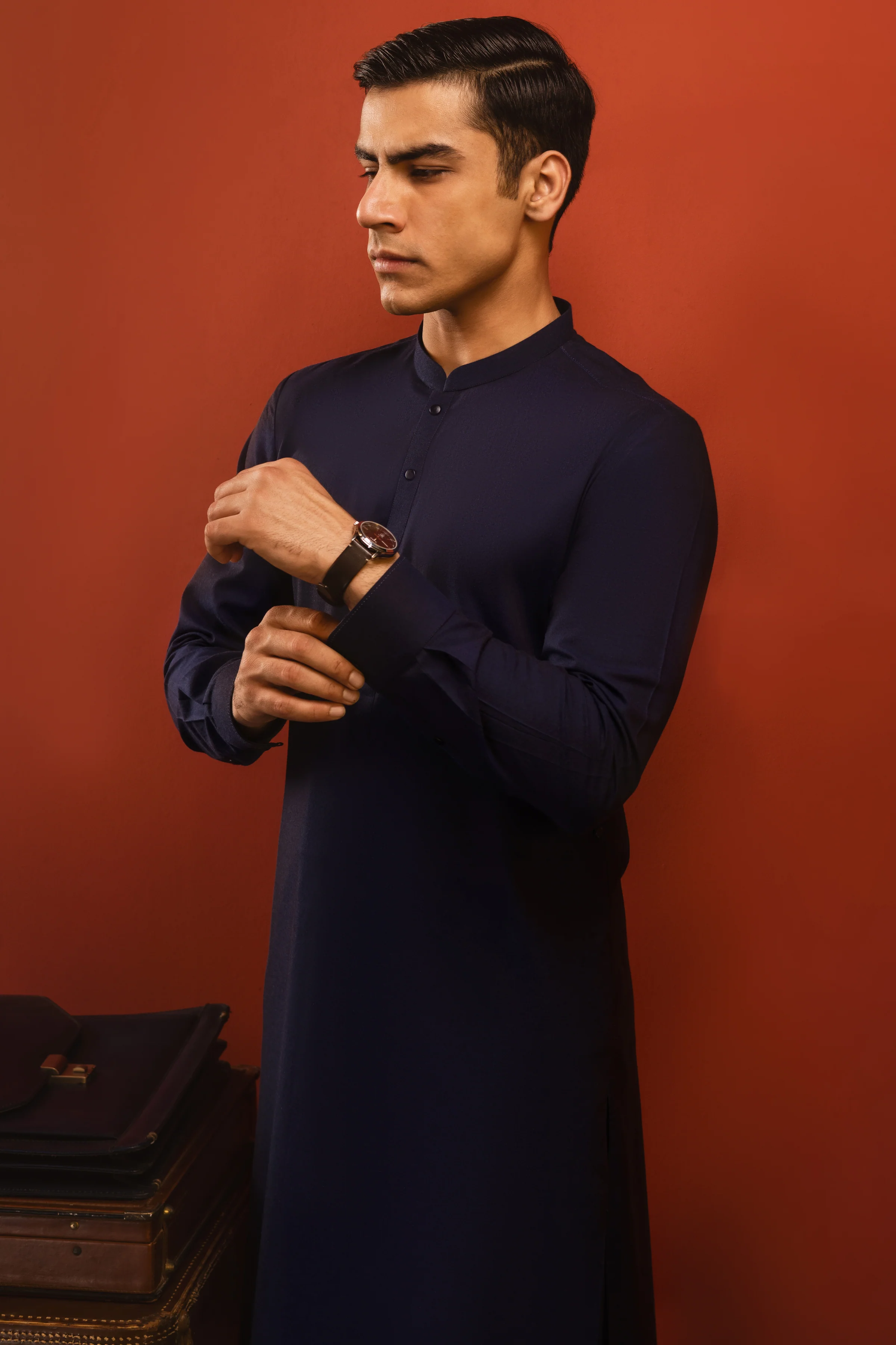 NAVY COTTON KURTA TROUSERS | CCMKT-A-US-39255-1/2 - POLAND - Image 2