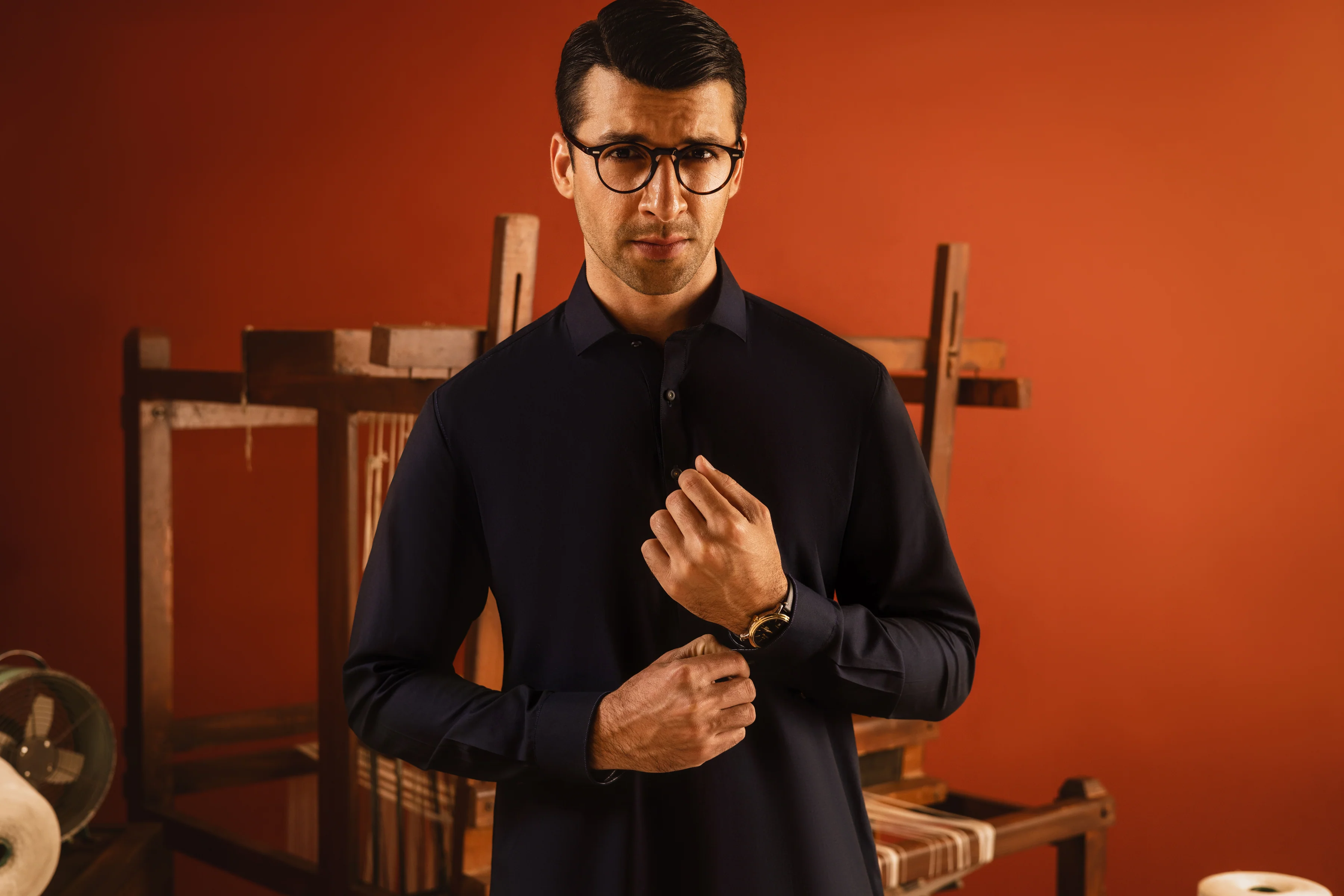 NAVY COTTON KURTA TROUSERS | CCMKT-A-US-39273-2/2 - PARIS - Image 5