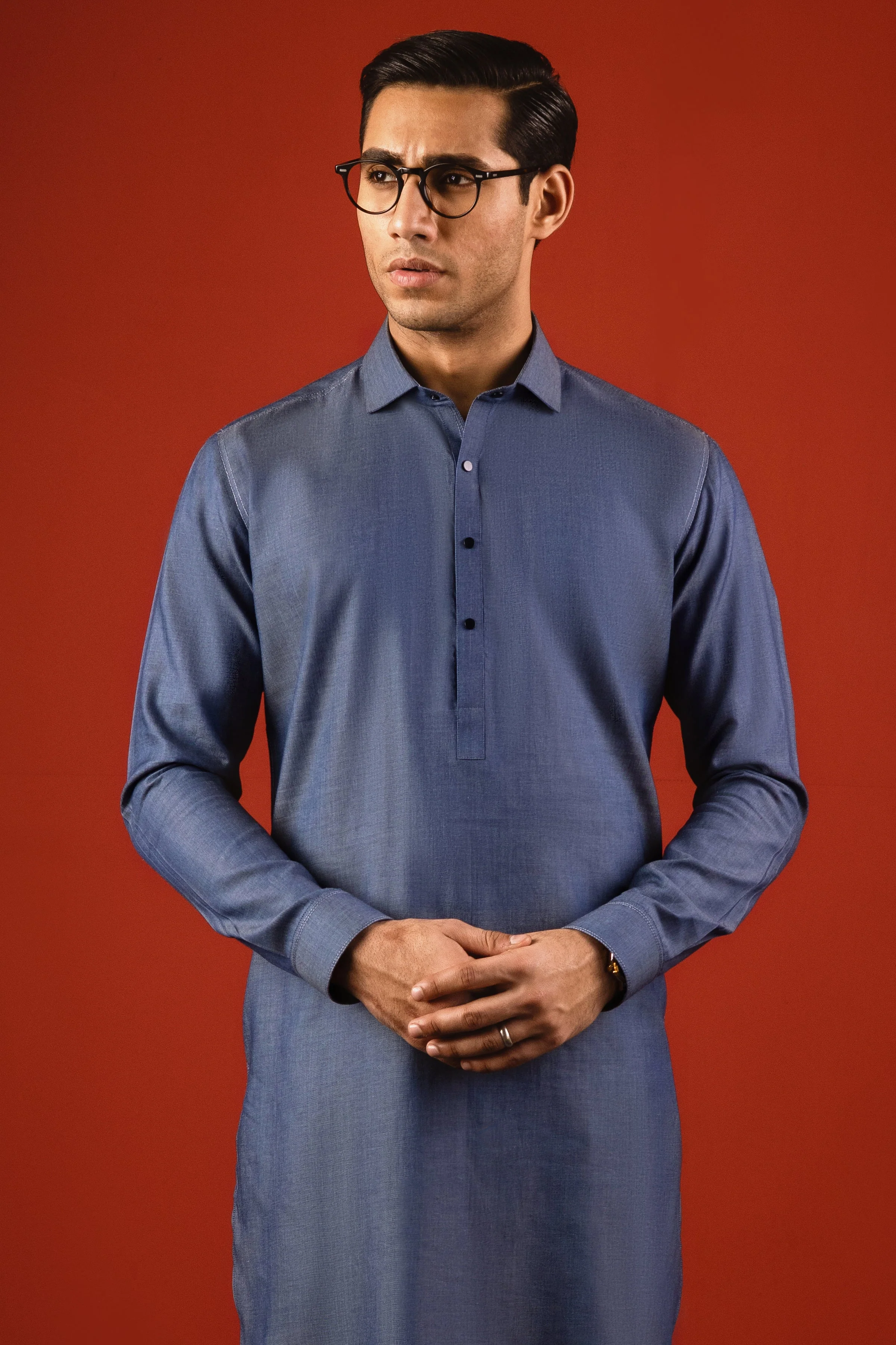 INDIGO COTTON KURTA TROUSERS | CCMKT-S-39331-2/2 - NIMES - Image 2