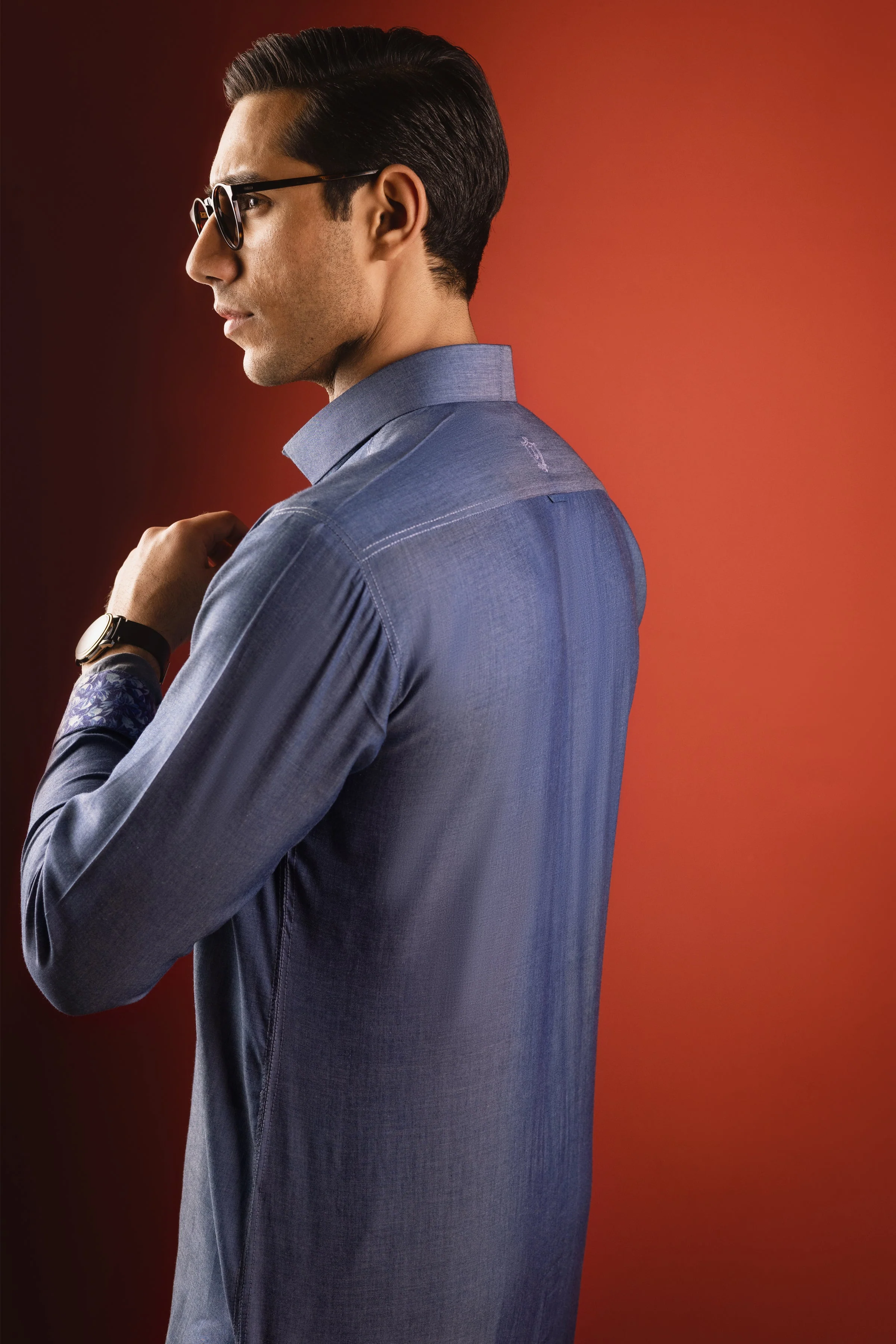 INDIGO COTTON KURTA TROUSERS | CCMKT-S-39331-2/2 - NIMES - Image 3