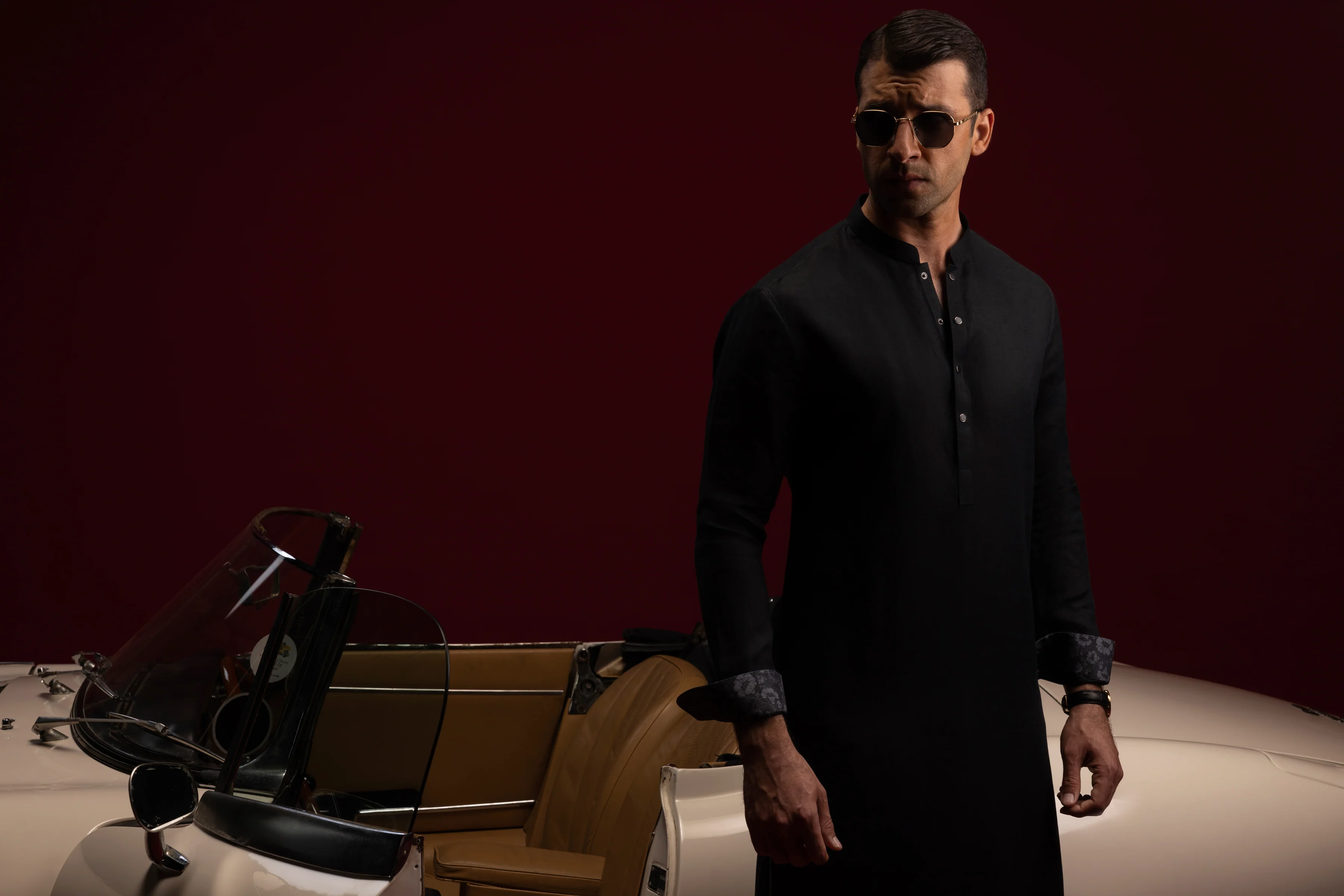 BLACK LINEN KURTA TROUSERS | CCMKT-S-39365-2/2-NANCY - Image 4