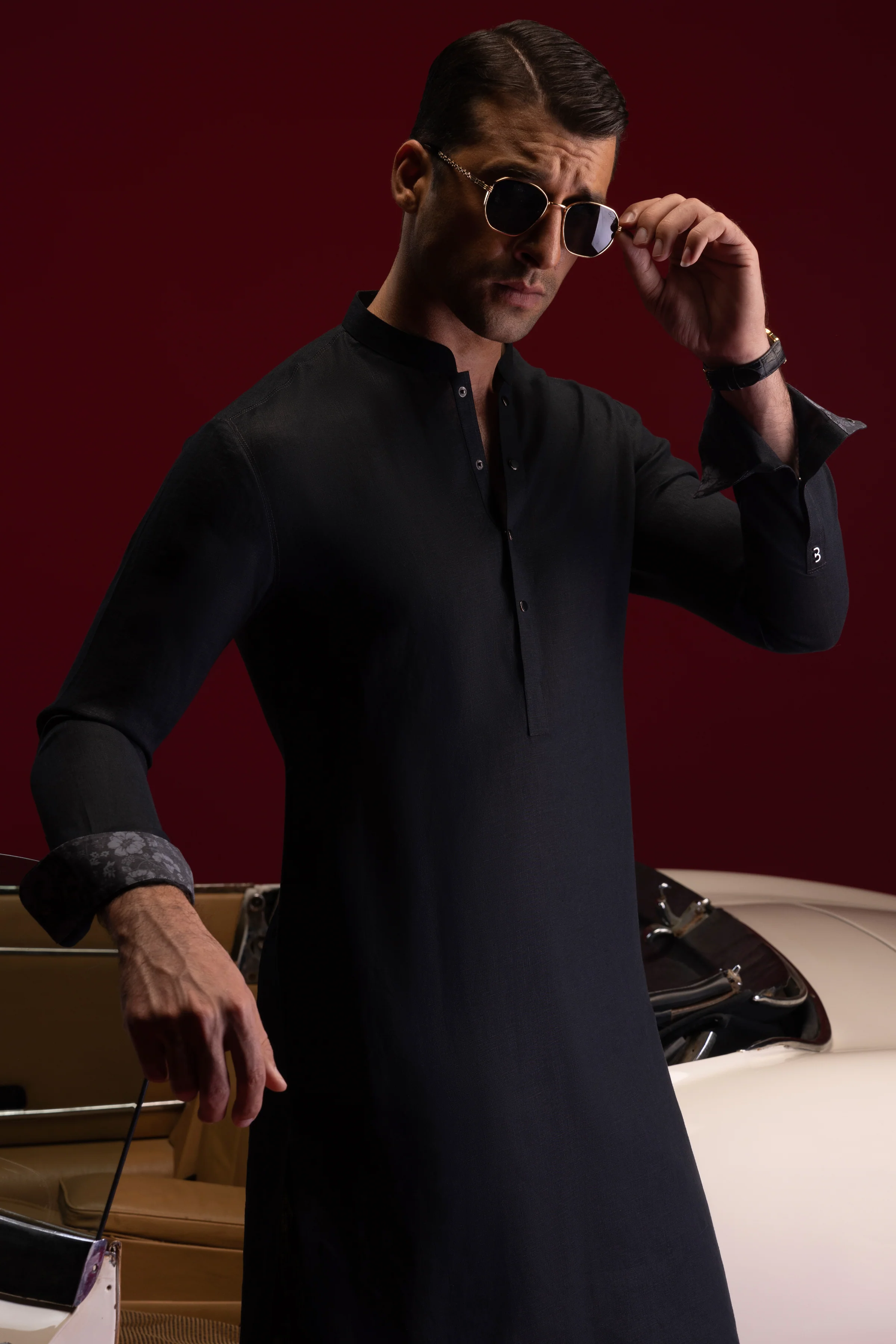 BLACK LINEN KURTA TROUSERS | CCMKT-S-39365-2/2-NANCY - Image 5