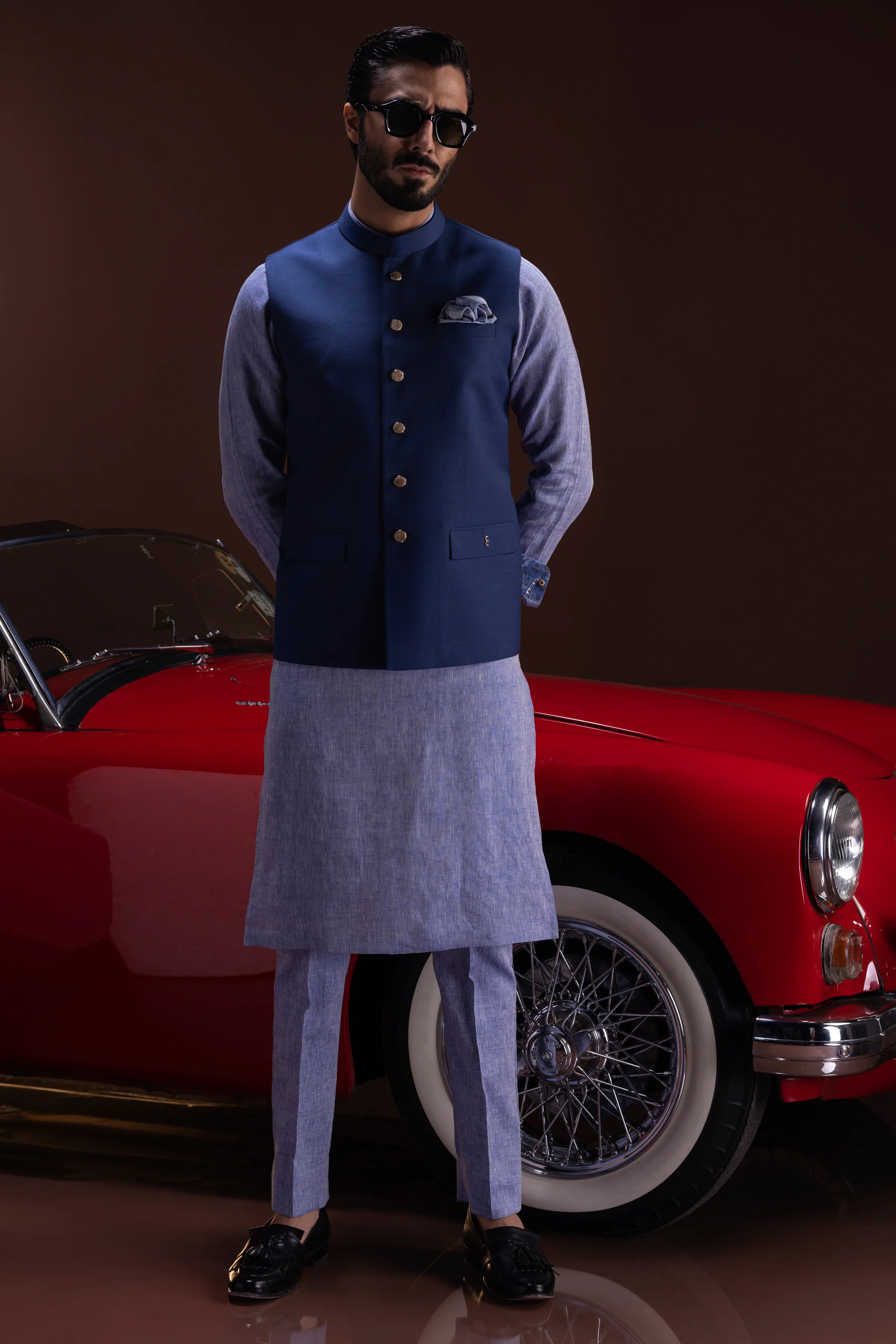 BLUE LINEN KURTA TROUSERS | CCMKT-S-39366-1/2-BELFORT - Image 3