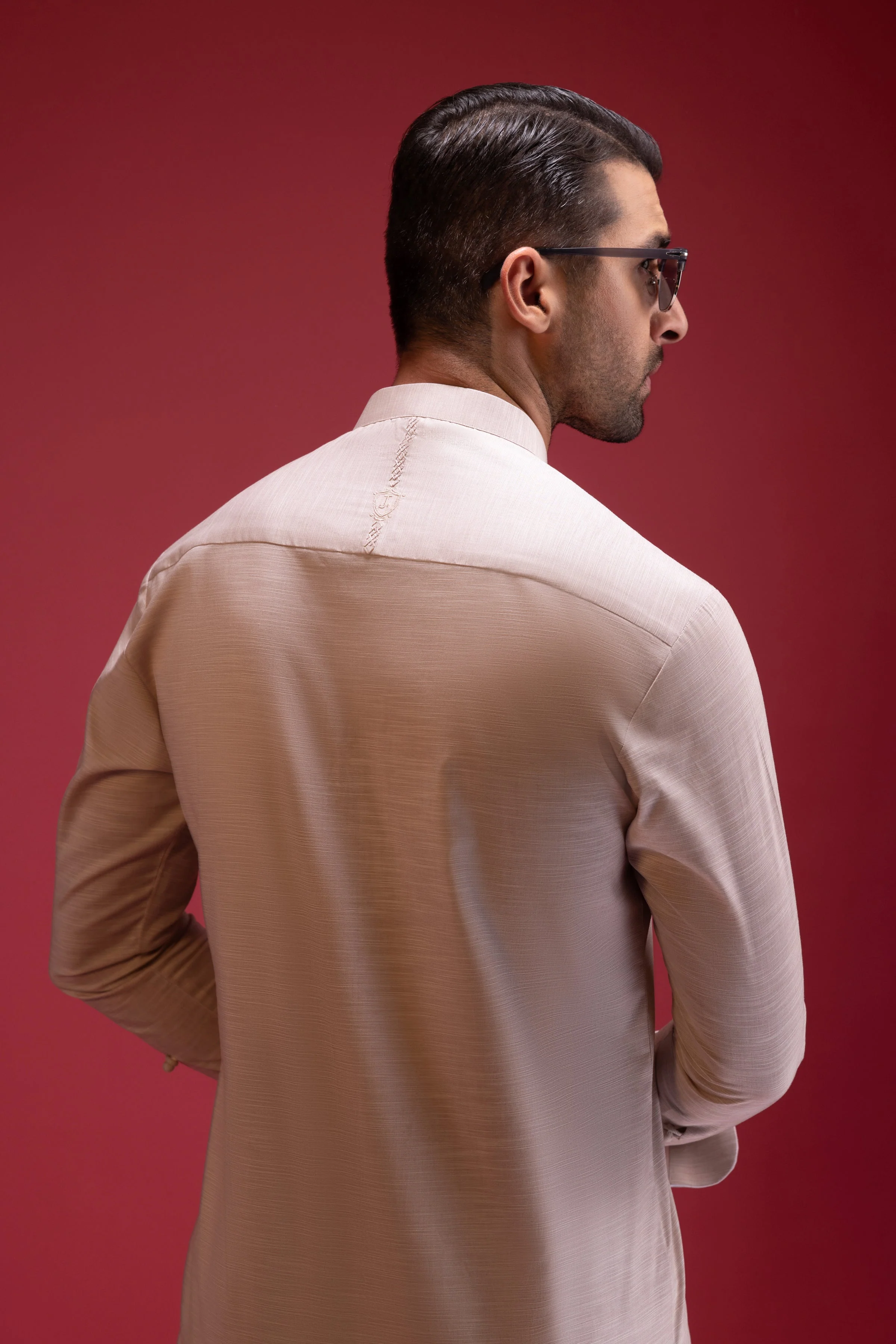 LIGHT BROWN COTTON KURTA TROUSERS | CCMKT-S-39371-4/4 - DENMARK - Image 3
