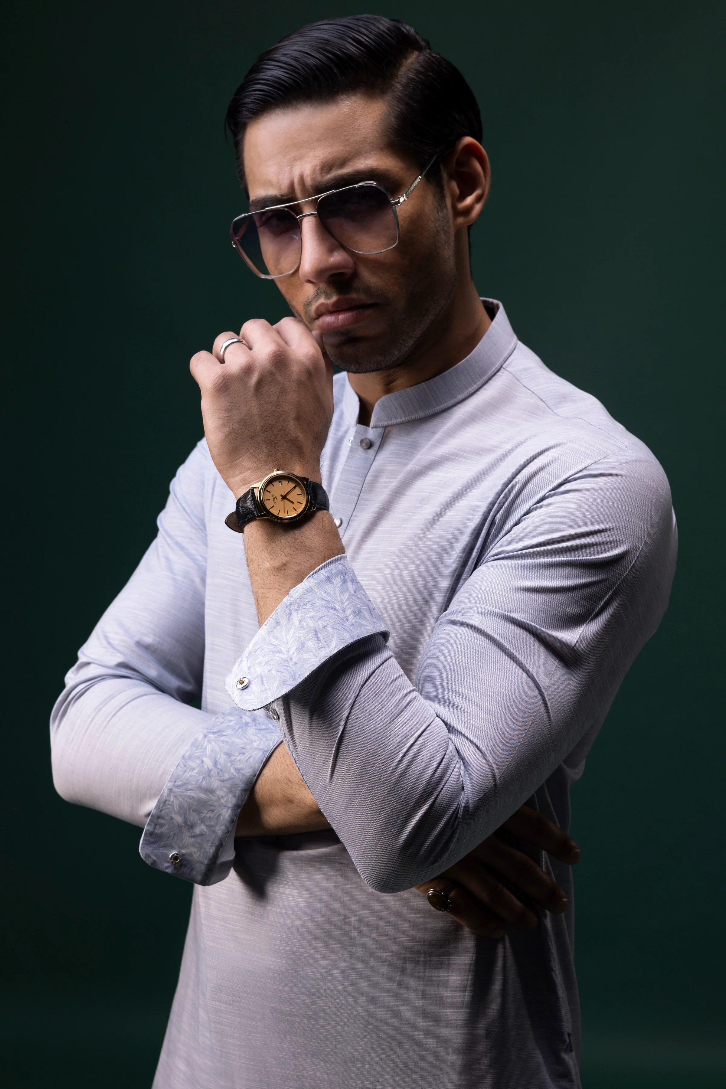 LIGHT BLUE COTTON KURTA TROUSERS | CCMKT-S-39380-4/4 - SERBIA - Image 4