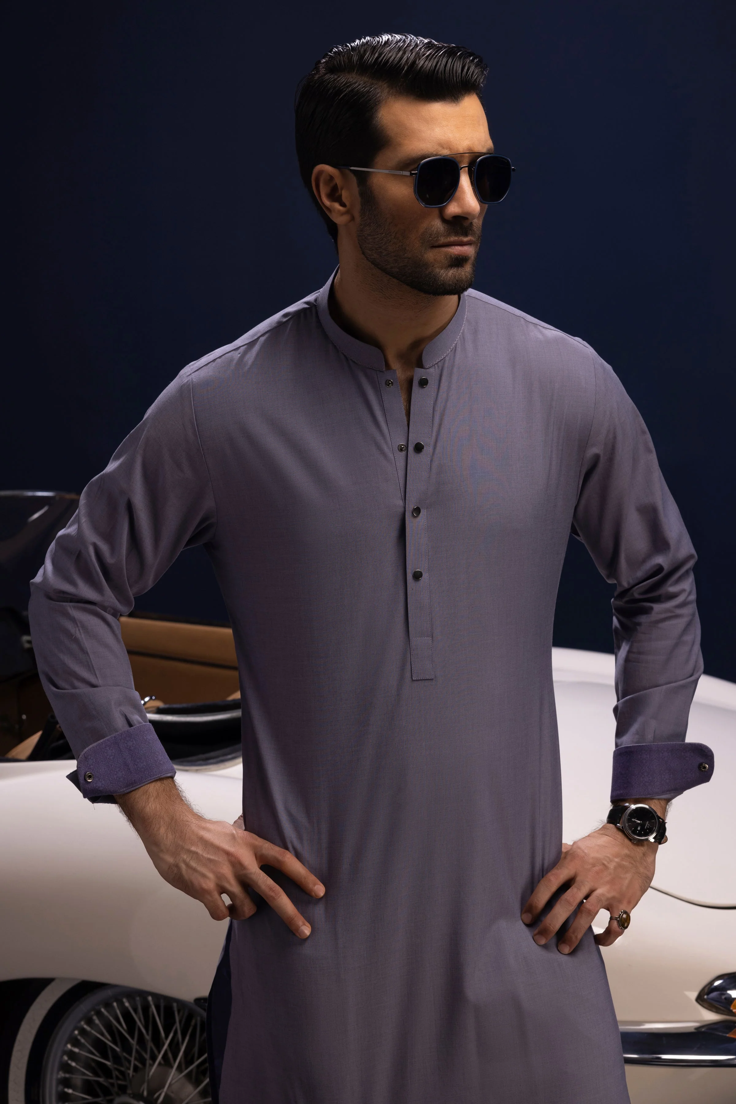 INDIGO COTTON KURTA TROUSERS | CCMKT-S-39391-2/3 -FIJI - Image 3