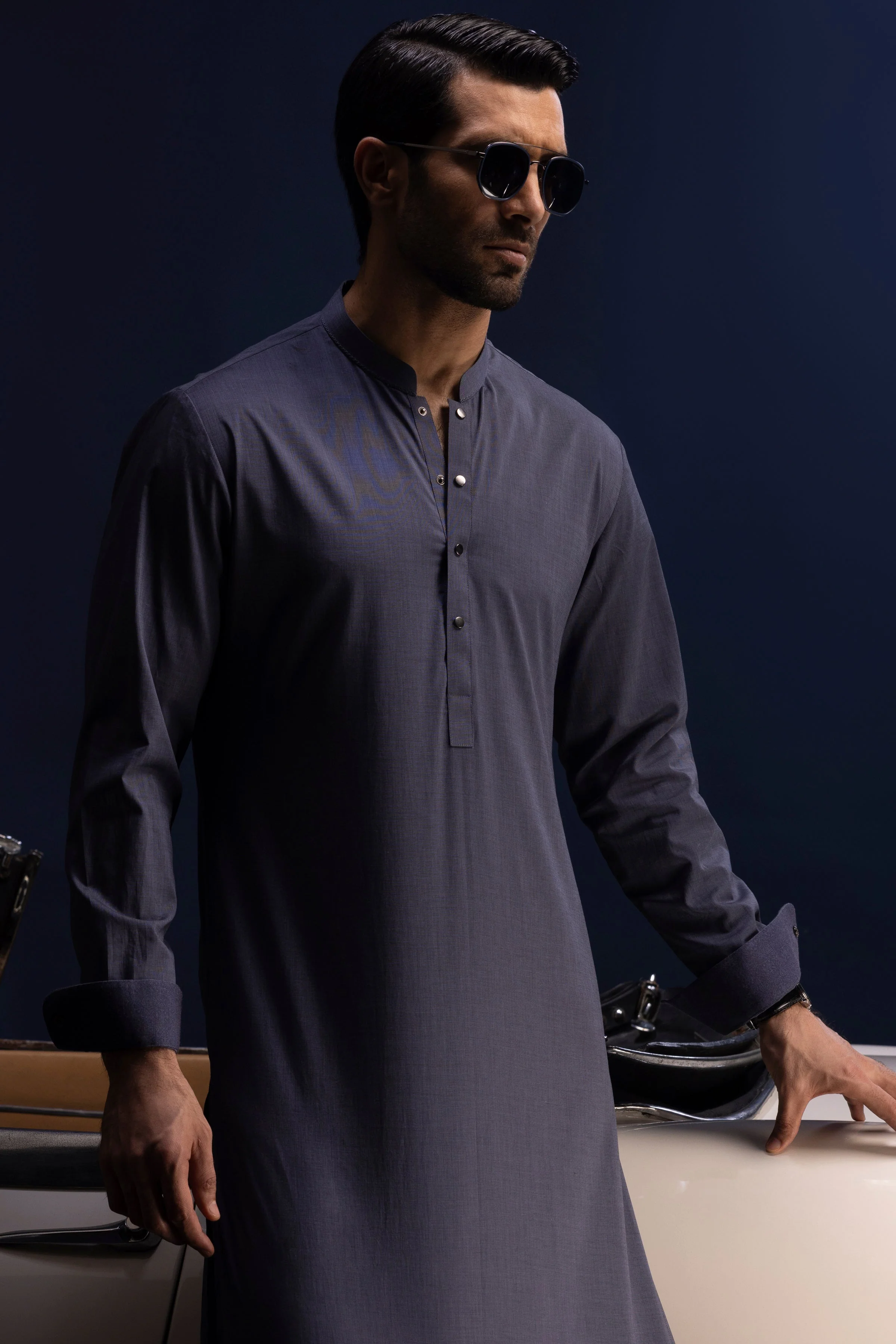 PURPLE COTTON KURTA TROUSERS | CCMKT-S-39391-3/3 -FIJI - Image 2