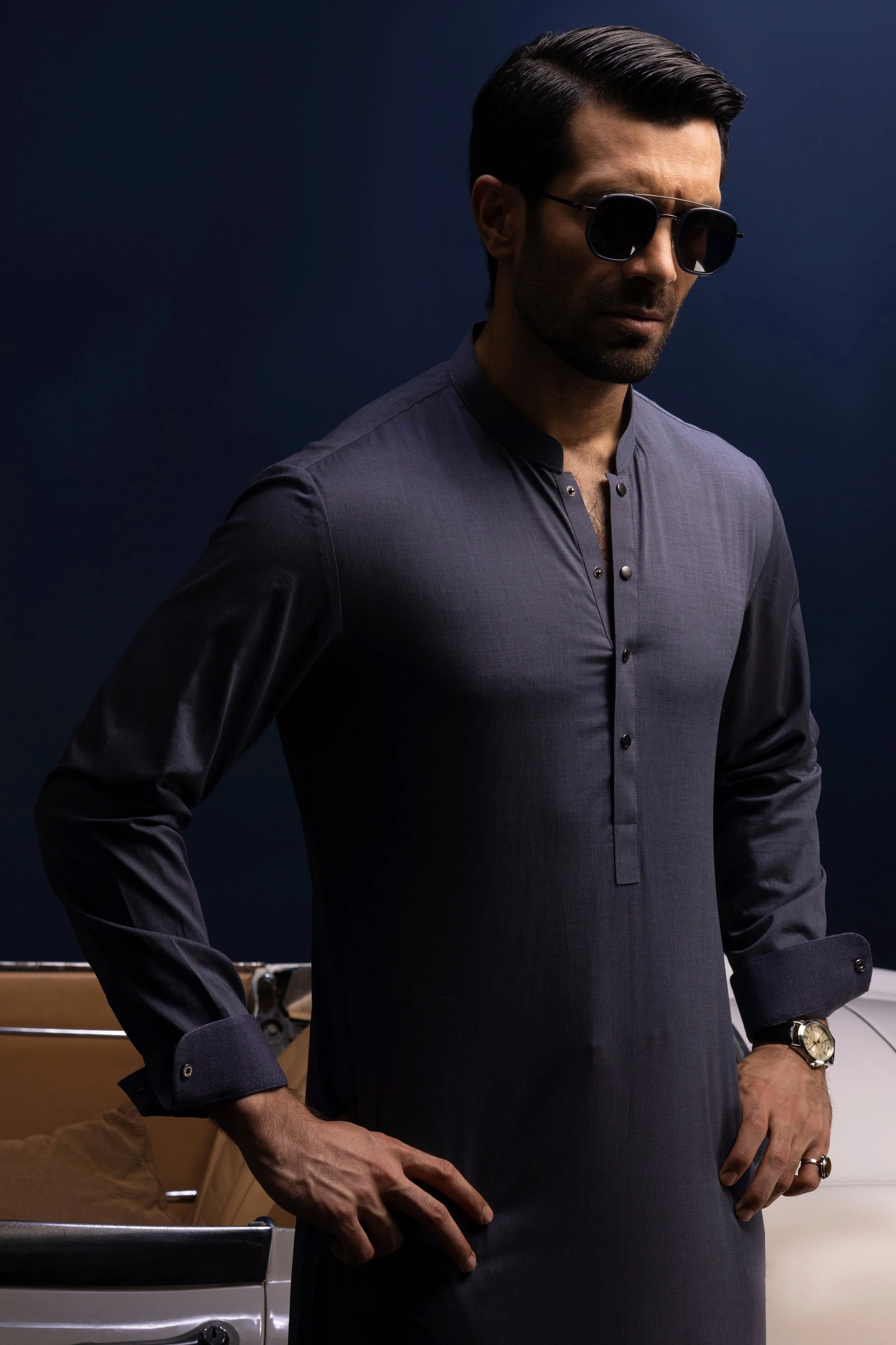 PURPLE COTTON KURTA TROUSERS | CCMKT-S-39391-3/3 -FIJI - Image 3