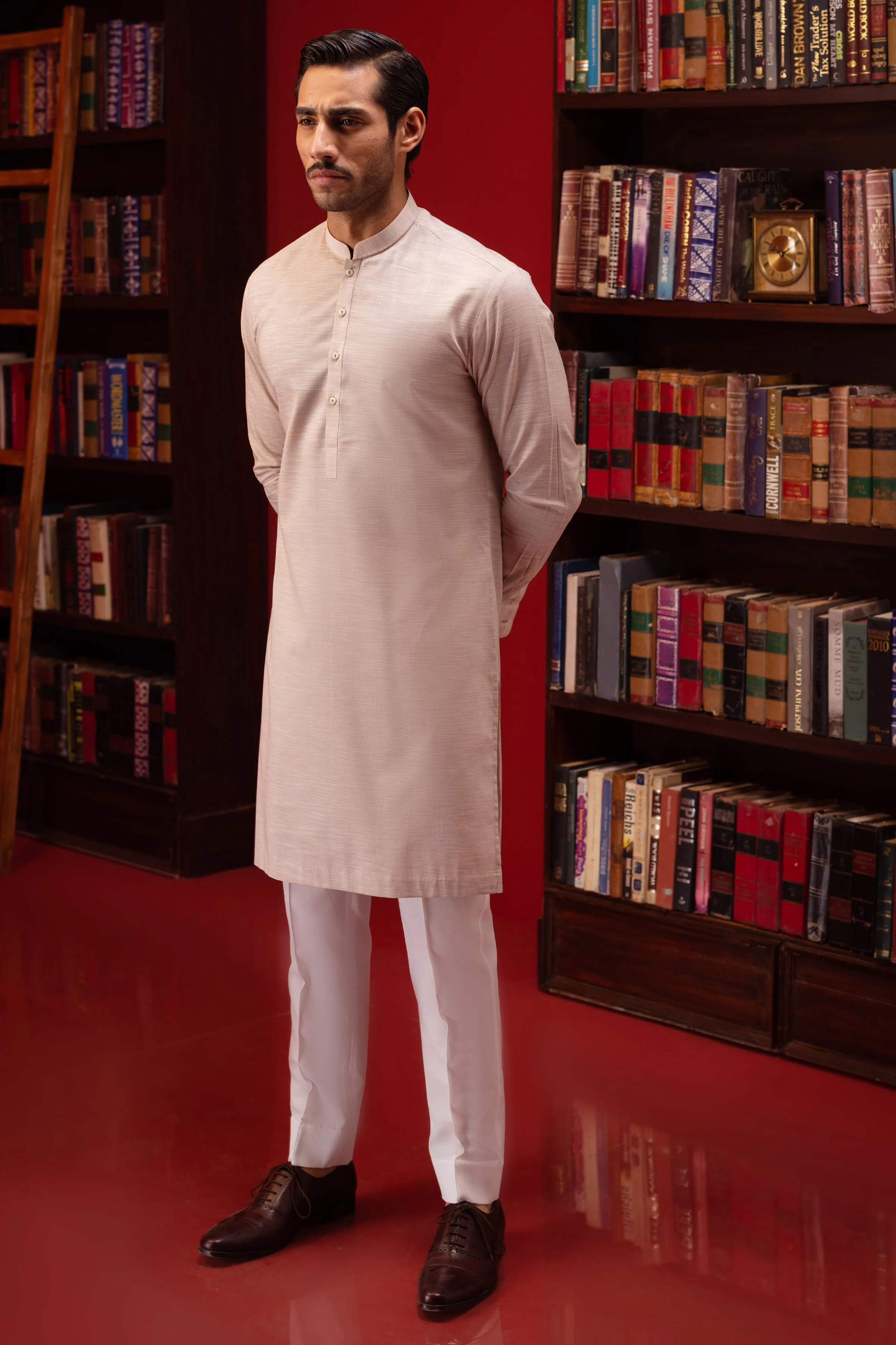 BROWN COTTON KURTA TROUSERS | CCMKT-S-39401-1/4-AUSTRIA - Image 3