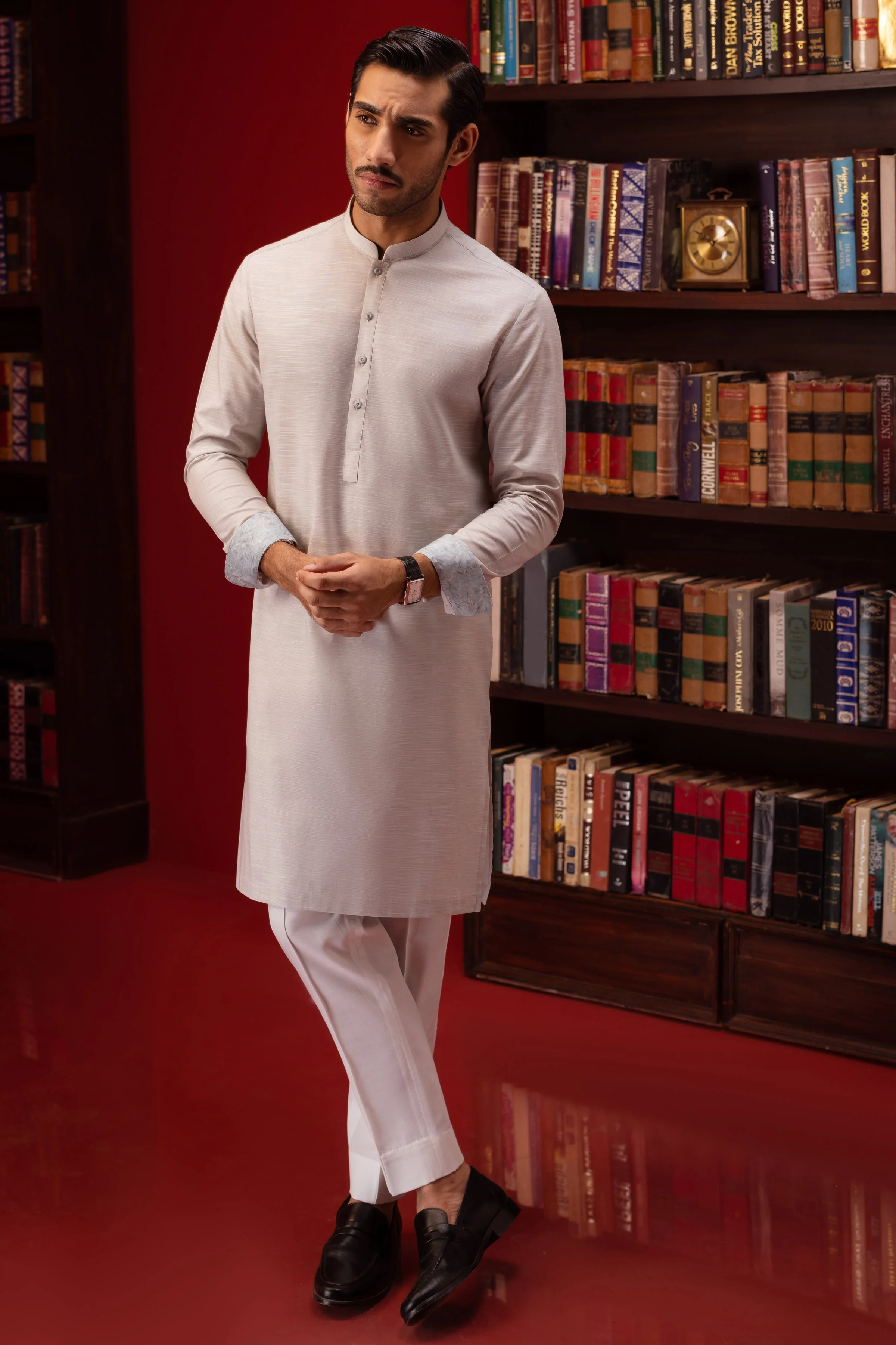 GREEN COTTON KURTA TROUSERS | CCMKT-S-39401-3/4-AUSTRIA - Image 3