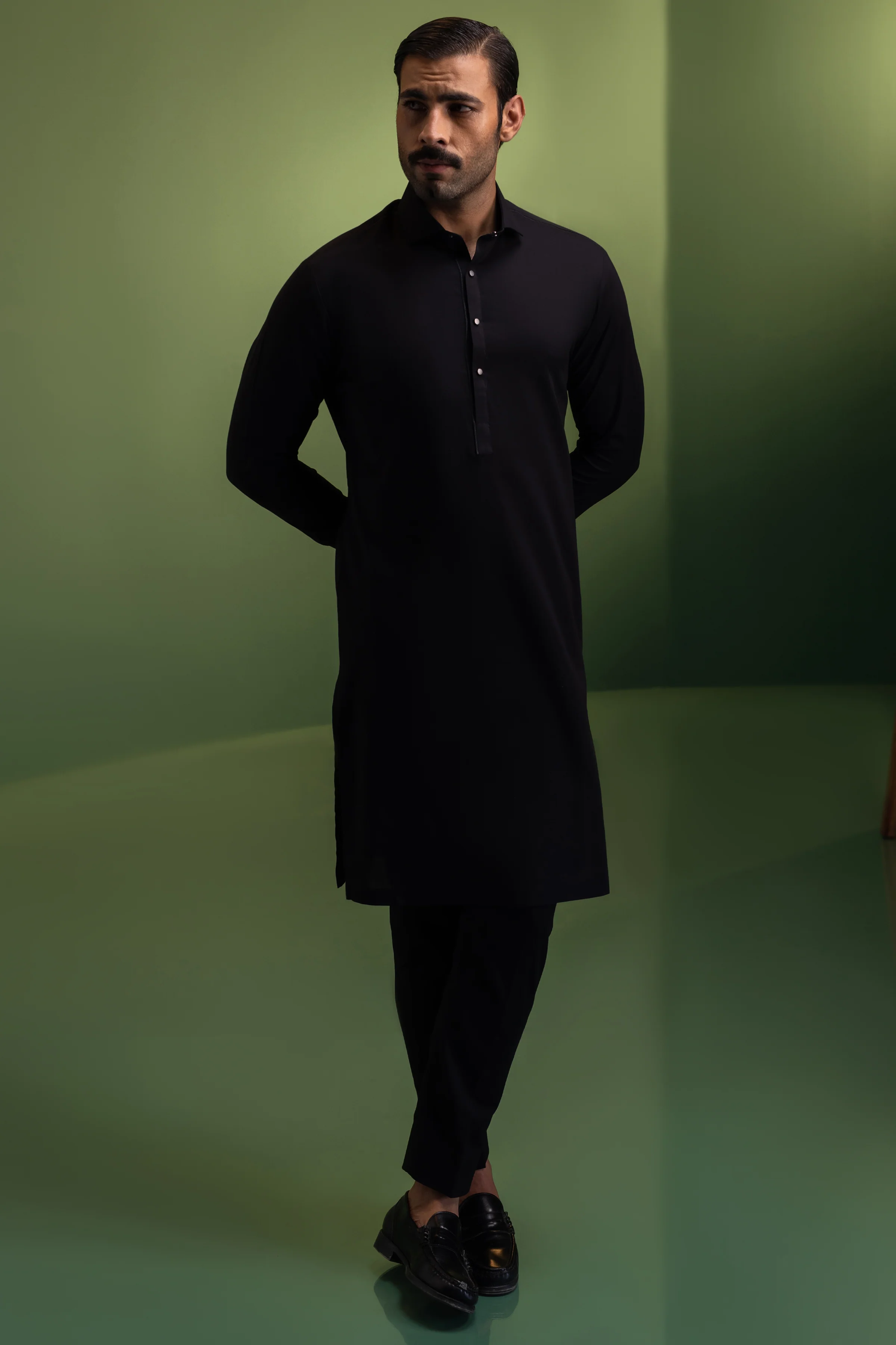 BLACK COTTON KURTA TROUSERS | CCMKT-S-39431-A3