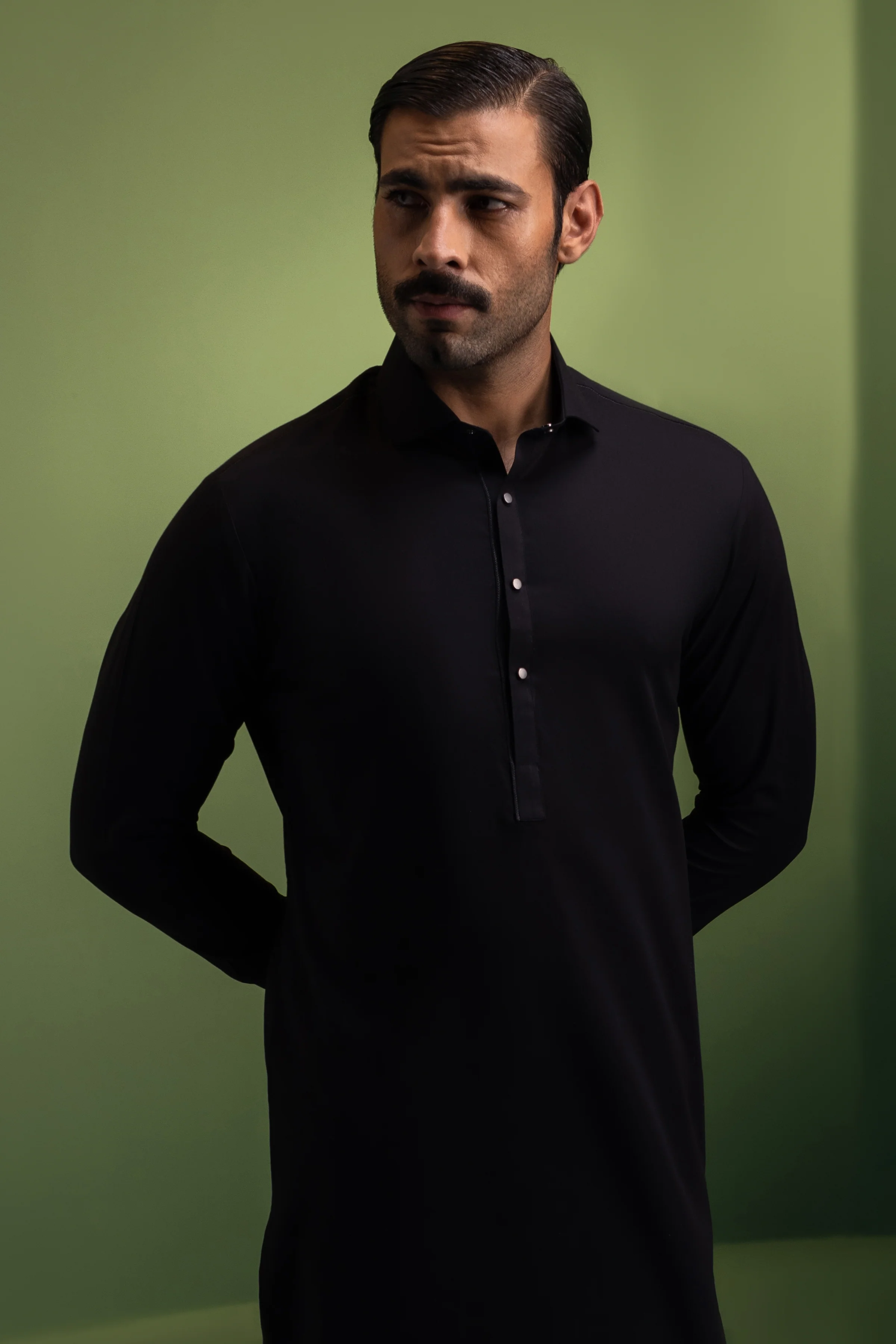 BLACK COTTON KURTA TROUSERS | CCMKT-S-39431-A3 - Image 2