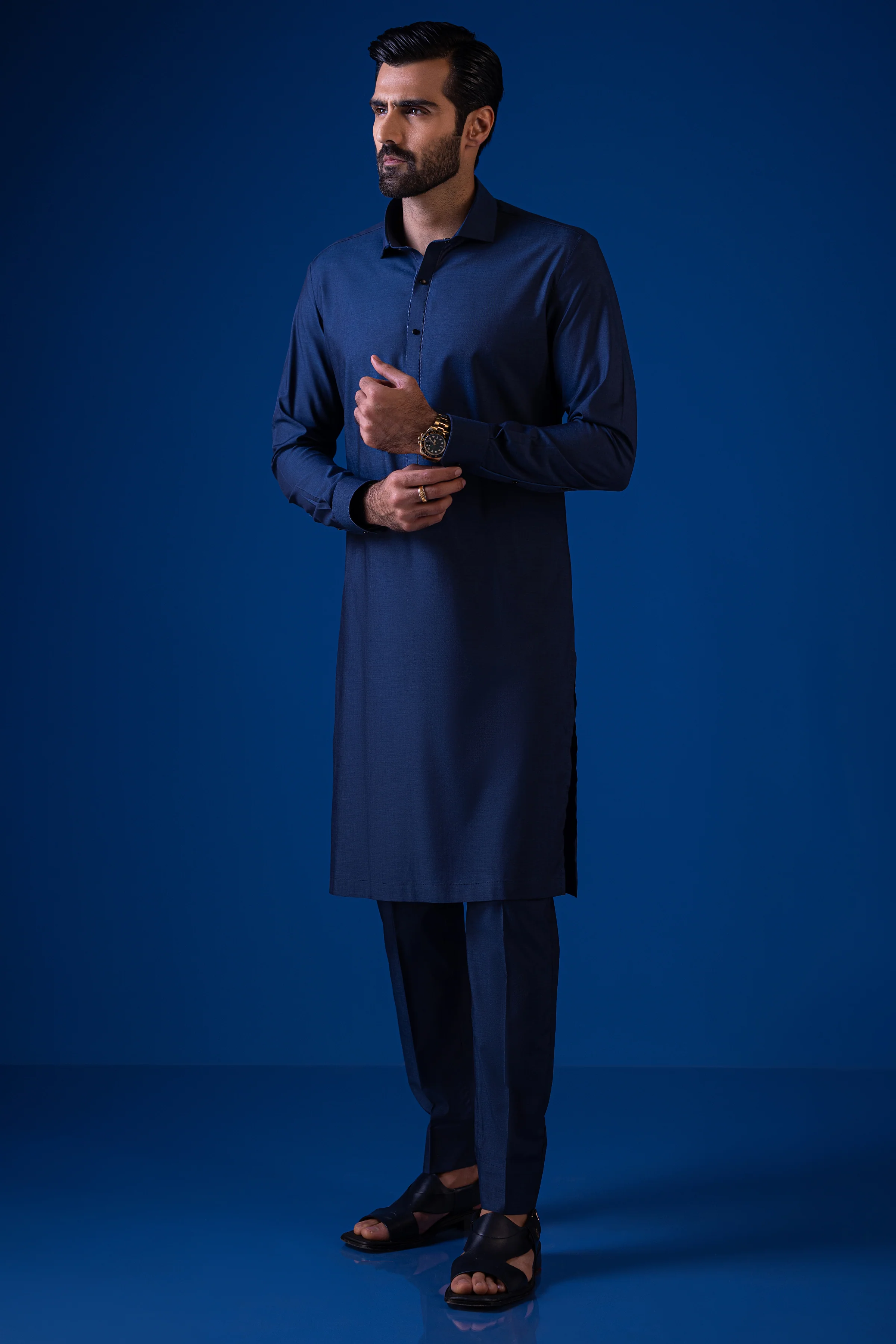 BLUE COTTON KURTA TROUSERS | CCMKT-S-39432-B2