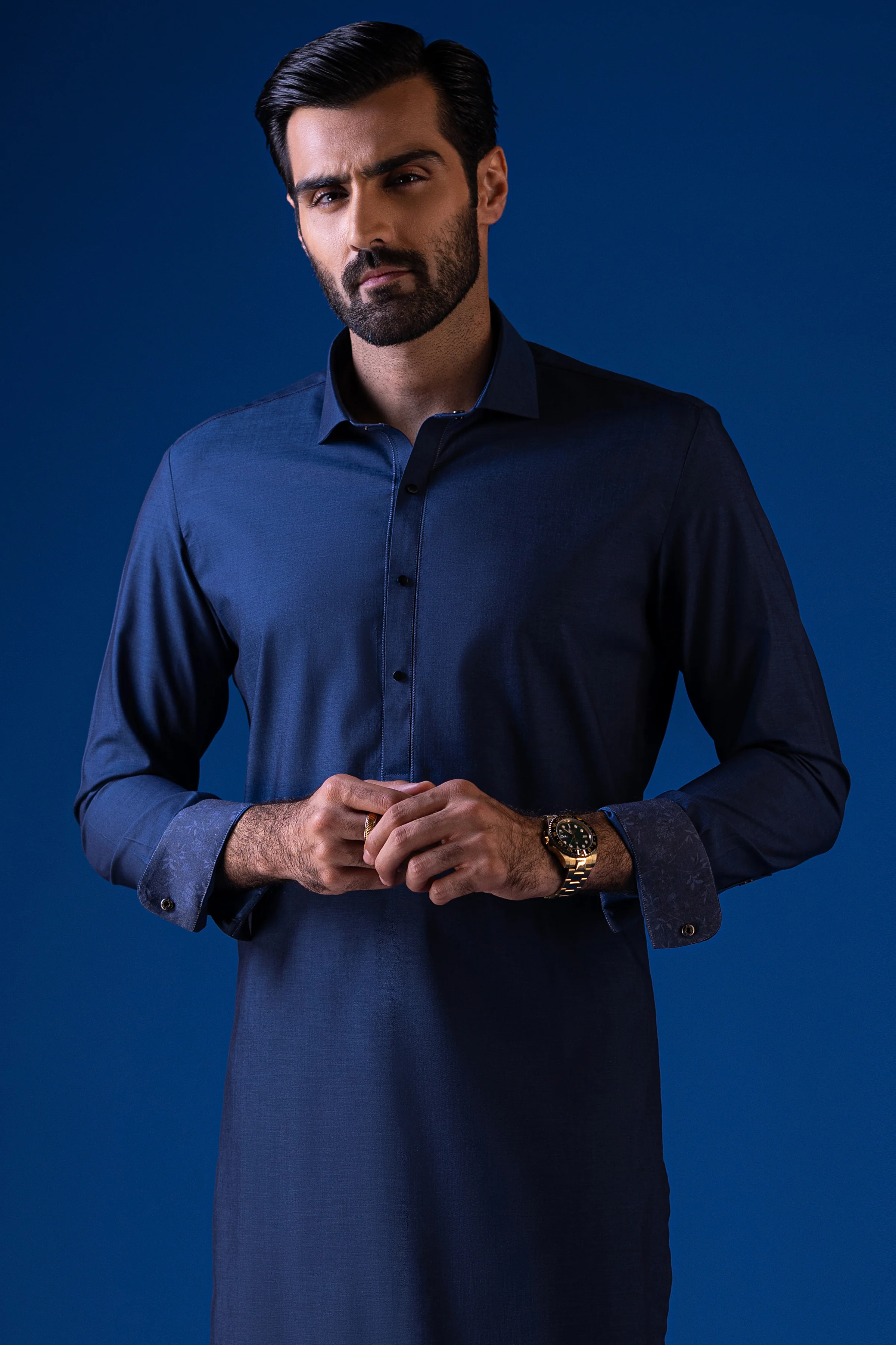 BLUE COTTON KURTA TROUSERS | CCMKT-S-39432-B2 - Image 2