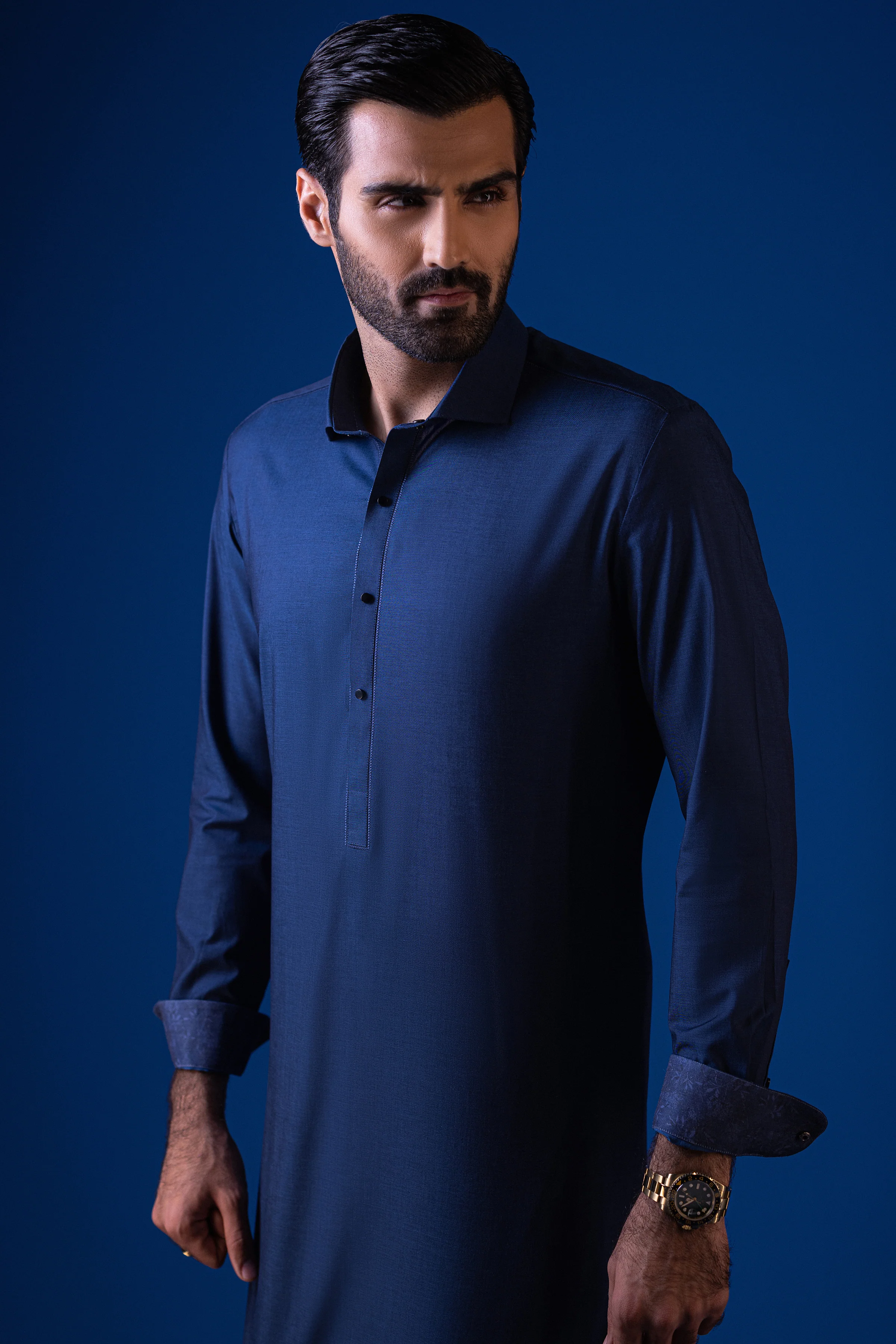 BLUE COTTON KURTA TROUSERS | CCMKT-S-39432-B2 - Image 4