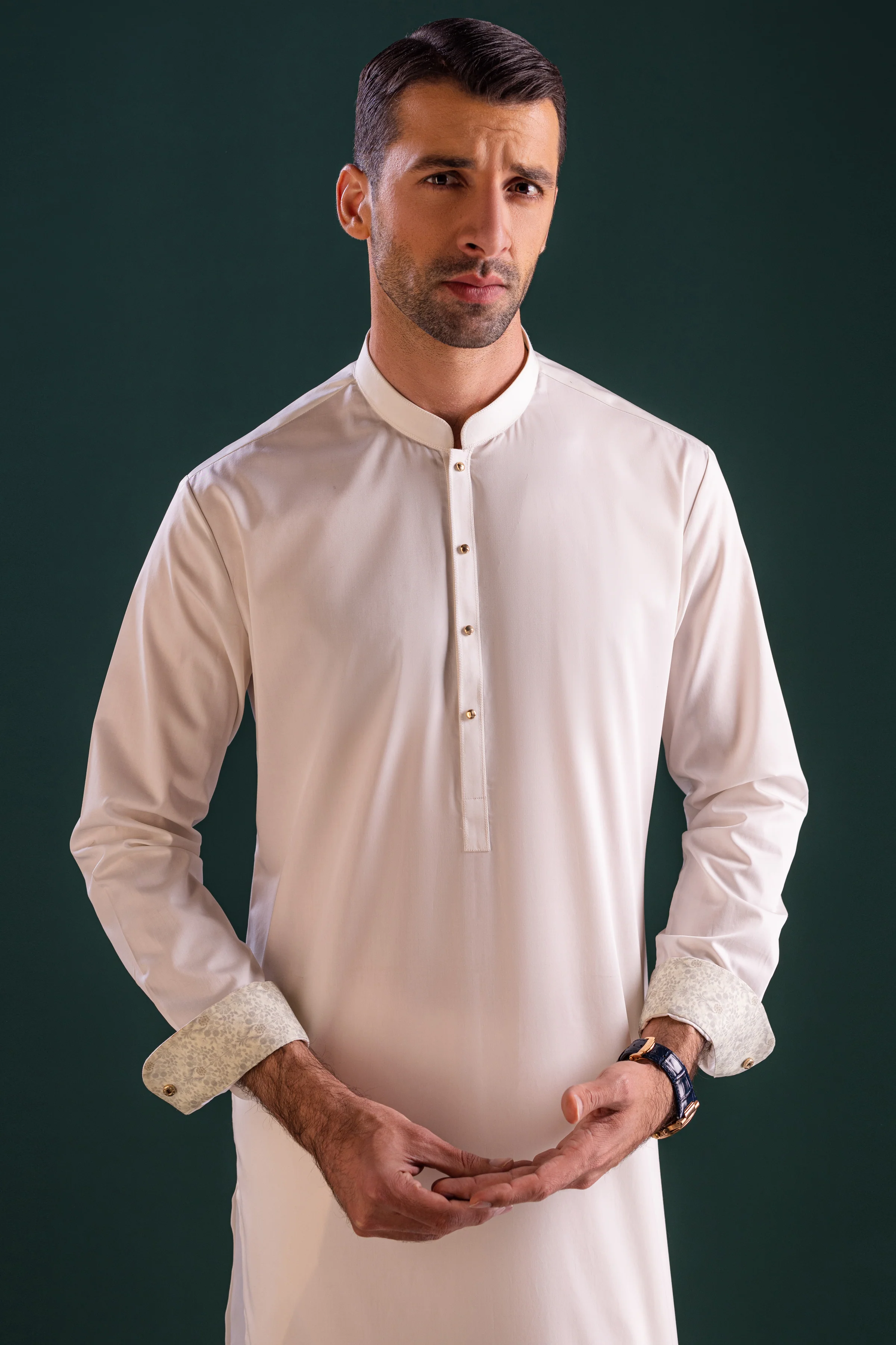 WHITE COTTON KURTA TROUSERS | CCMKT-S-39439-B2-KINGSTONE - Image 2