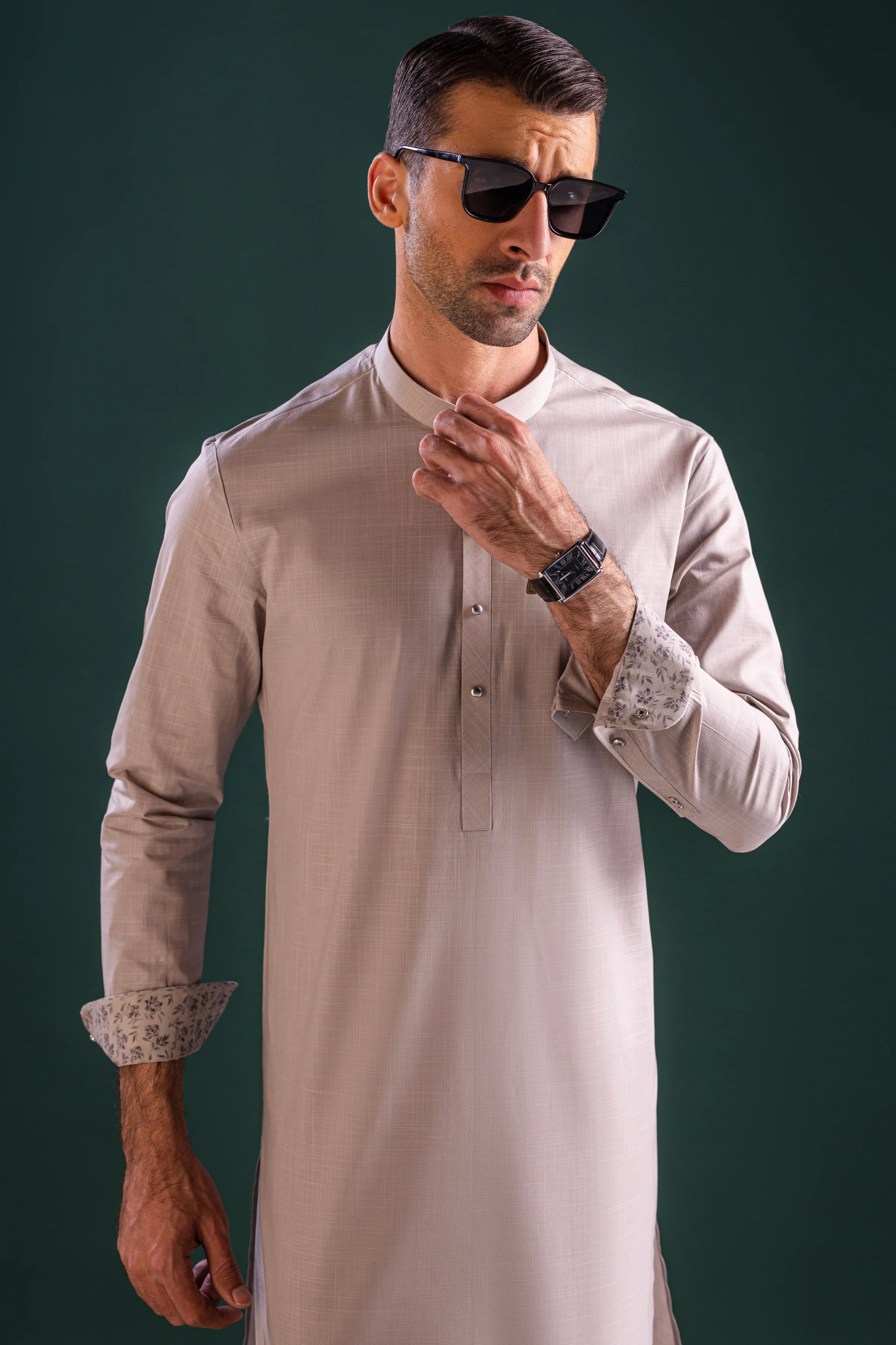 BROWN COTTON KURTA TROUSERS | CCMKT-S-39443-A2-ROMANIA - Image 2