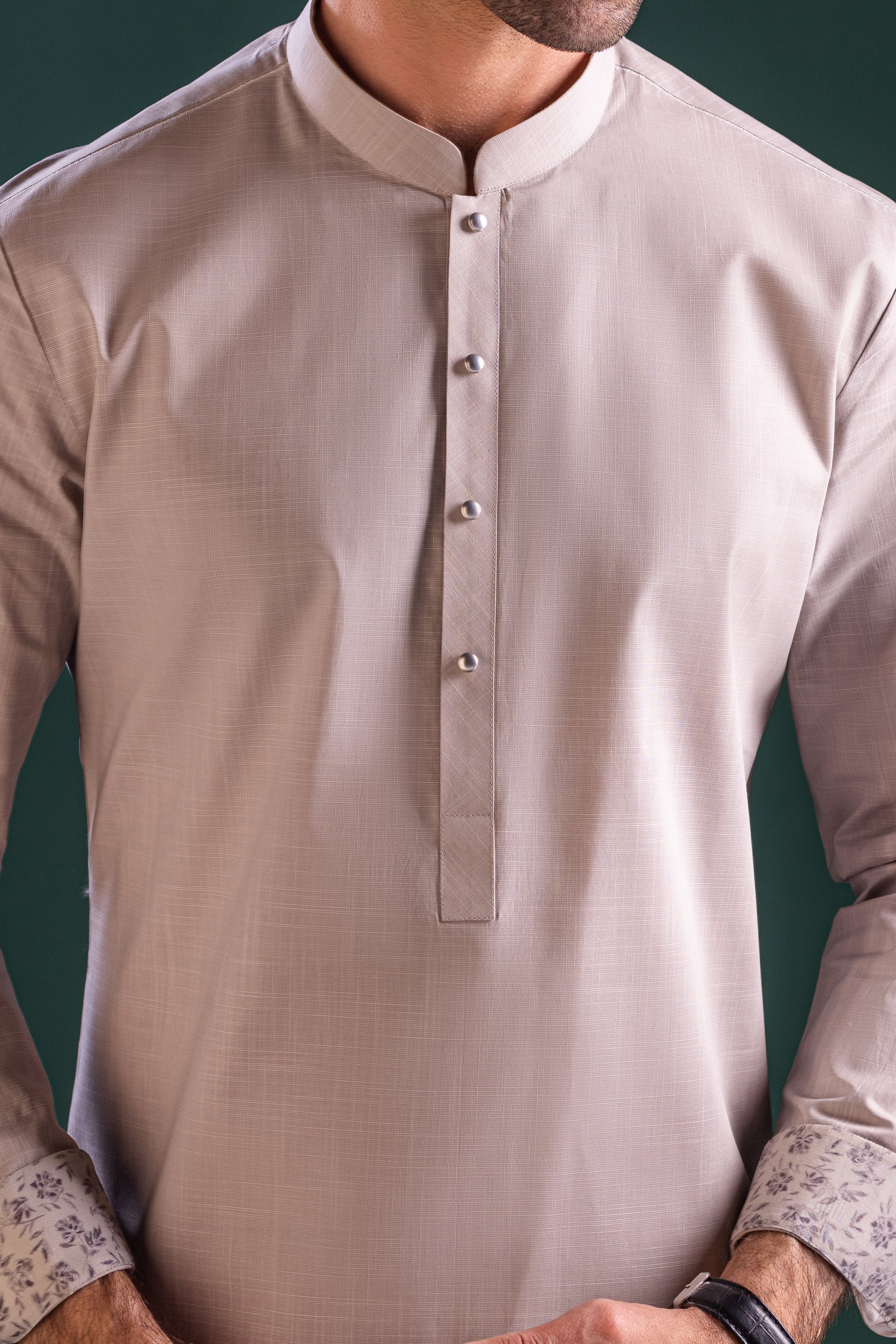 BROWN COTTON KURTA TROUSERS | CCMKT-S-39443-A2-ROMANIA - Image 3