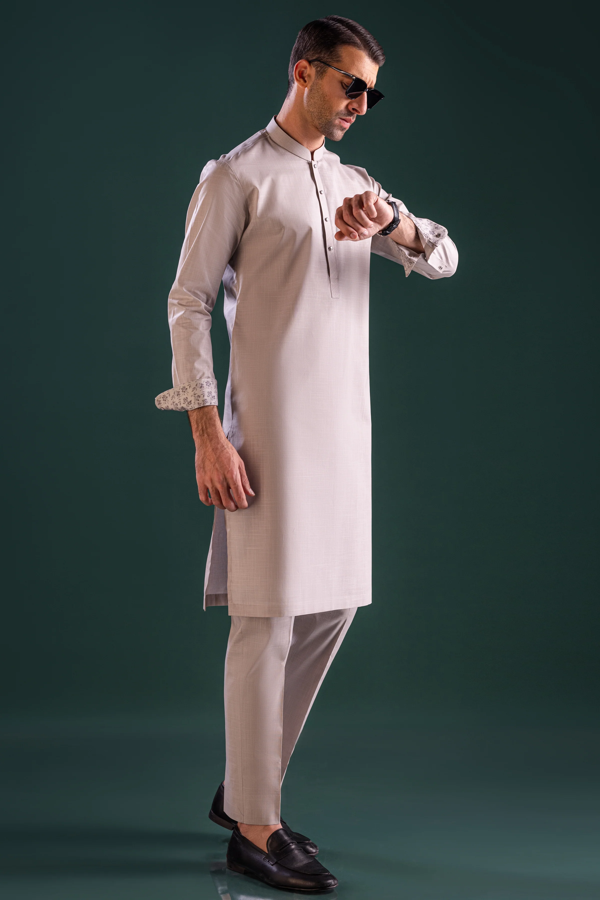 BROWN COTTON KURTA TROUSERS | CCMKT-S-39443-A2-ROMANIA - Image 4