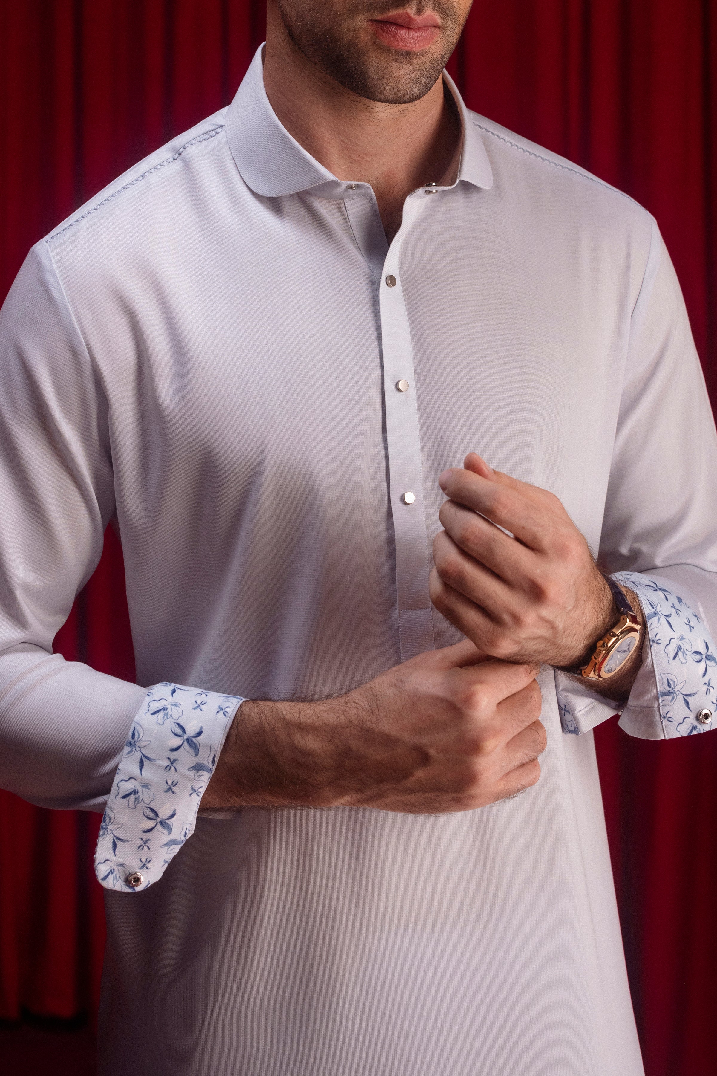 SKY BLUE COTTON KURTA TROUSERS | CCMKT-S-39521-B4 - Image 3