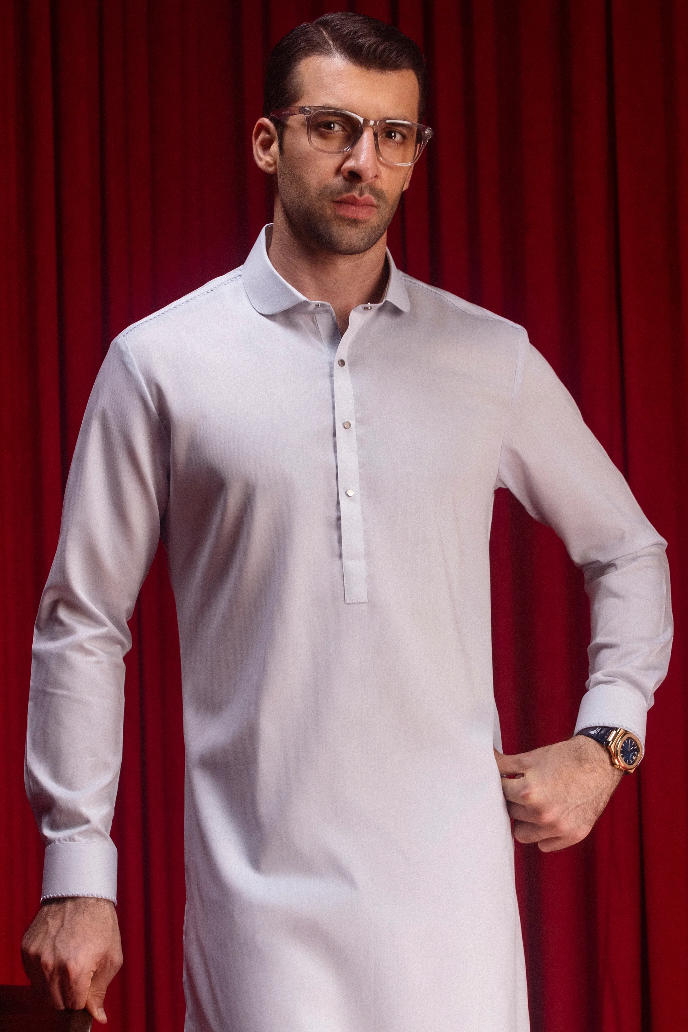 SKY BLUE COTTON KURTA TROUSERS | CCMKT-S-39521-B4 - Image 4