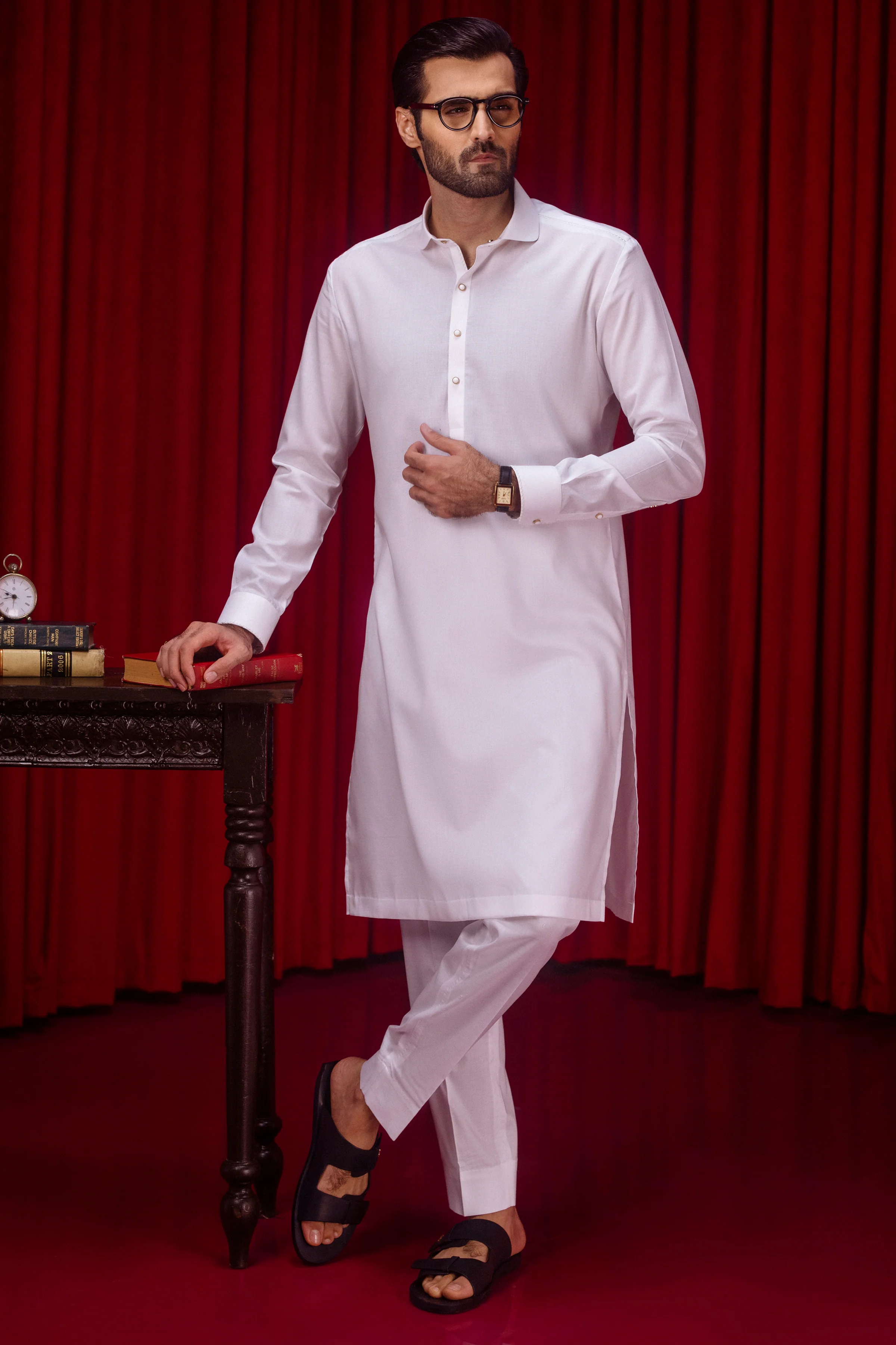 WHITE COTTON KURTA TROUSERS | CCMKT-S-39521-C4 - Image 4