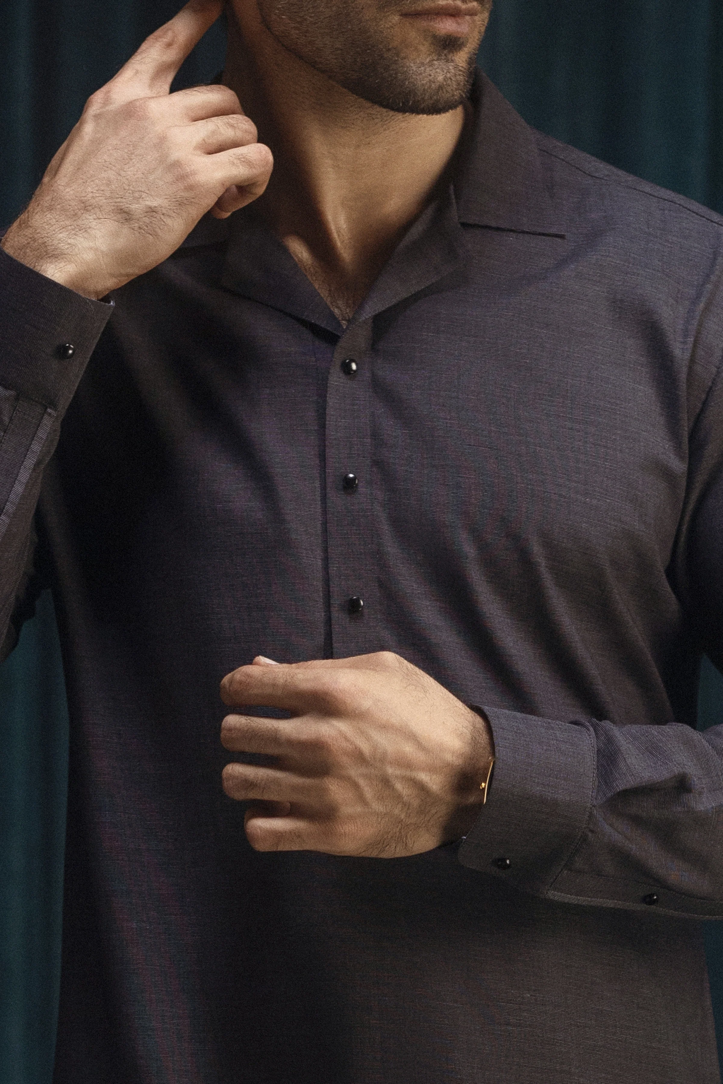 CHARCOAL COTTON KURTA TROUSERS | CCMKT-S-39529-A1 - Image 3
