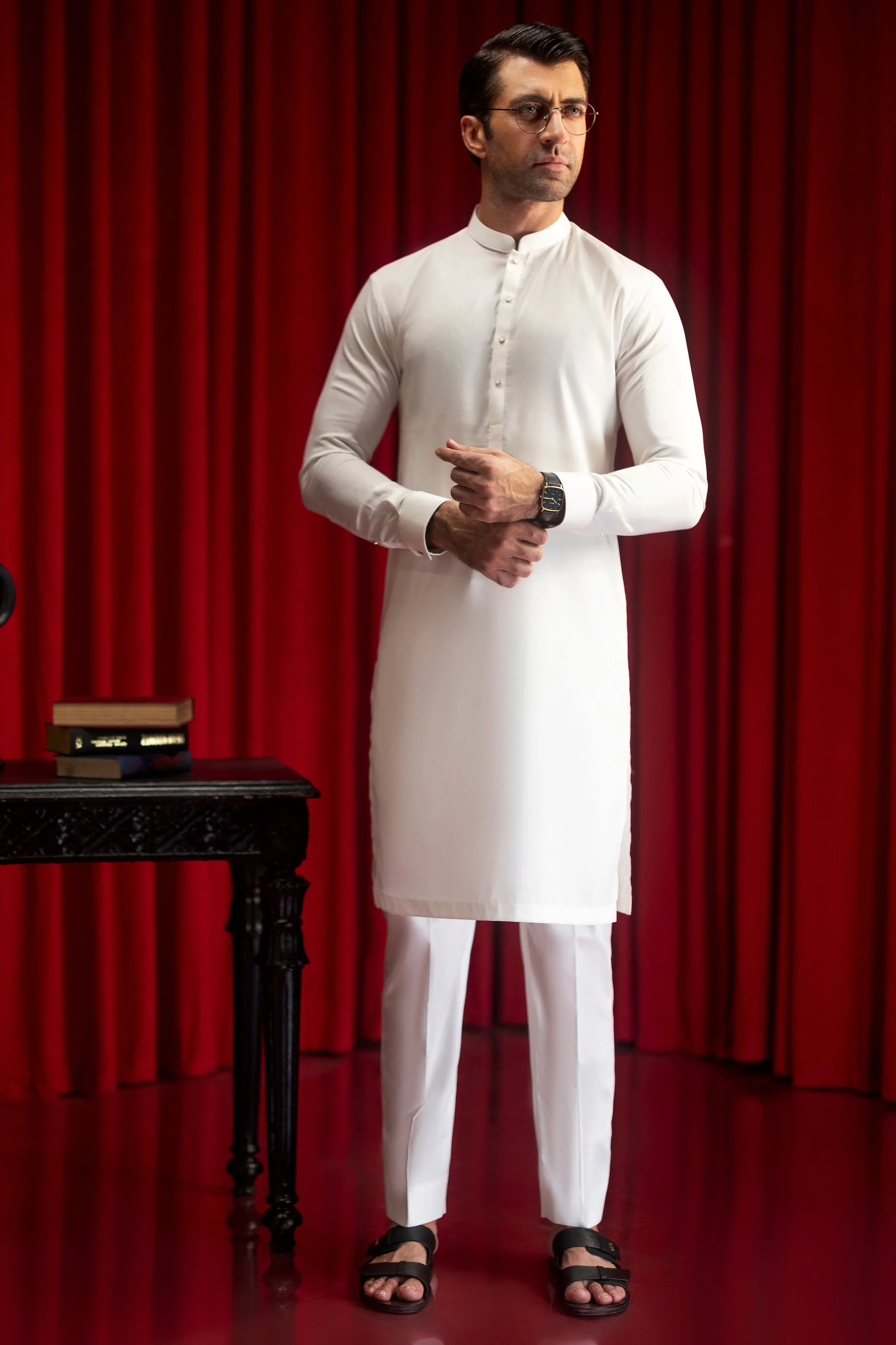 OFF WHITE BLENDED KURTA TROUSERS | CCMKT-S-39542-B3 - Image 4