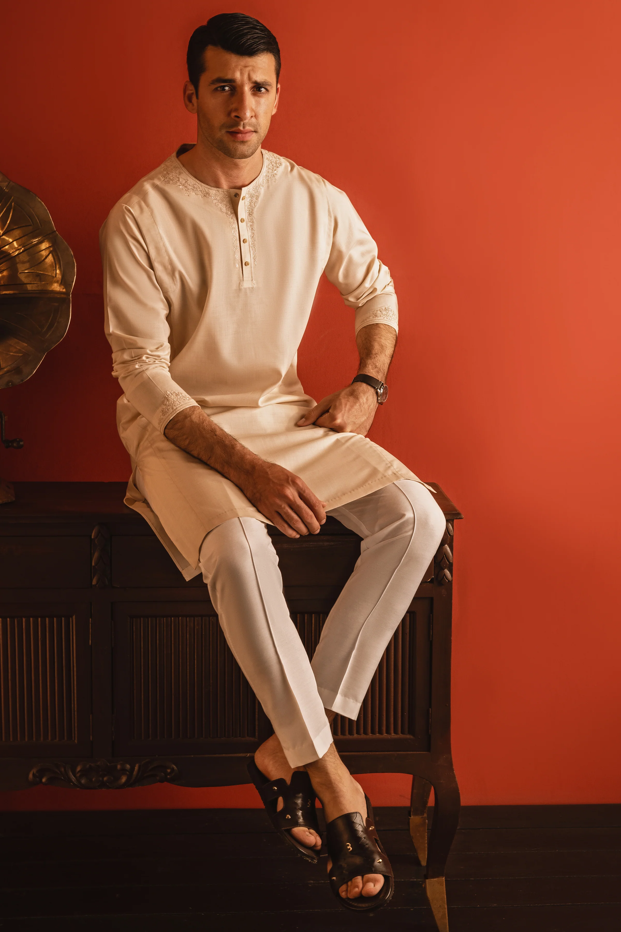 BEIGE KURTA TROUSERS | CCMKT-S-US-39205-3/4 - MOSCOW - Image 3
