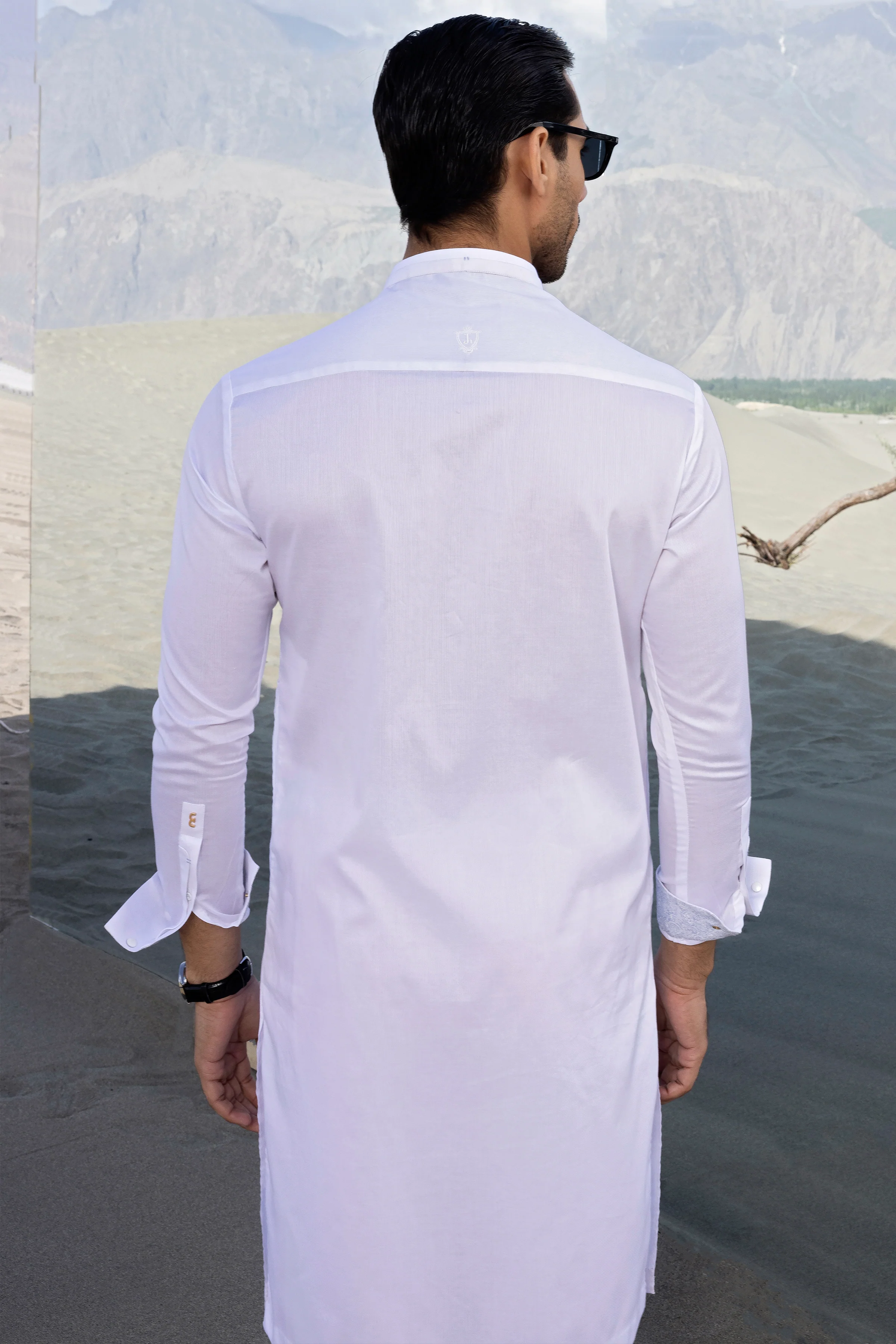 WHITE COTTON KURTA TROUSERS | CCMKT-S-US-39350-2/4 - GREECE - Image 3