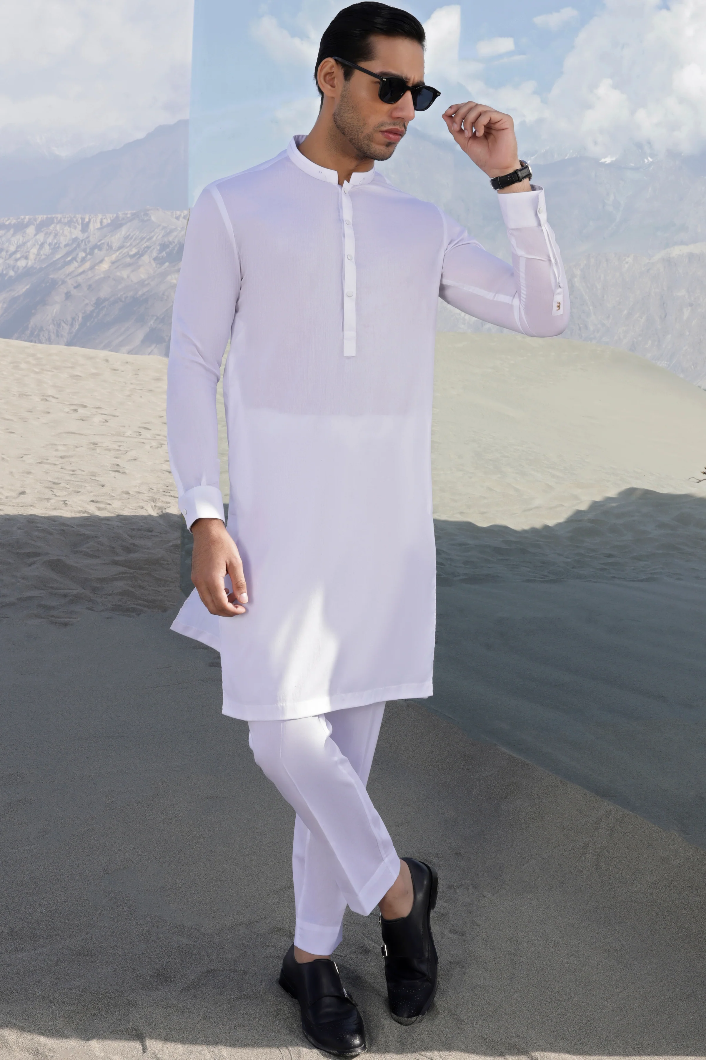 WHITE COTTON KURTA TROUSERS | CCMKT-S-US-39350-2/4 - GREECE - Image 4