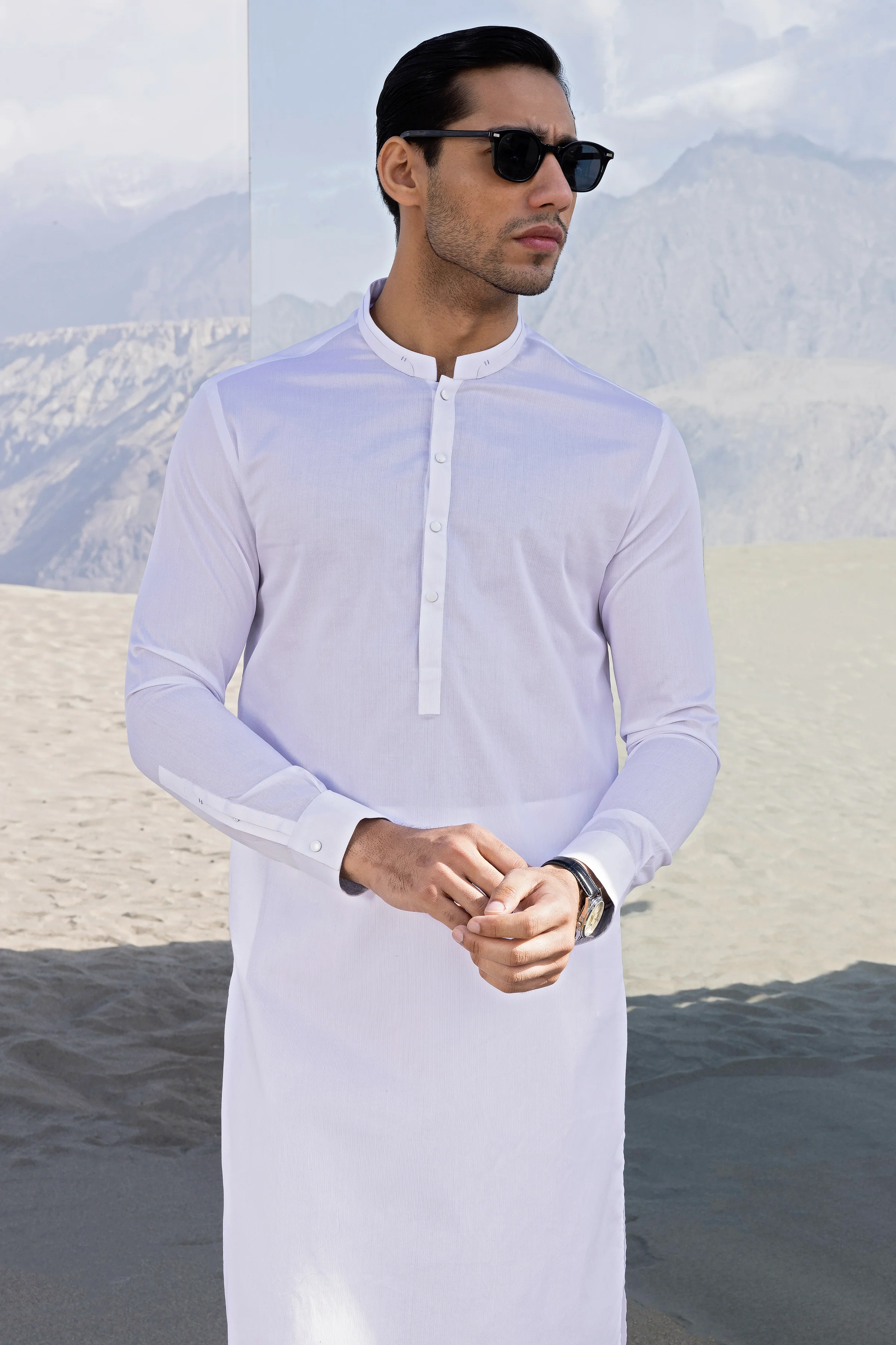 WHITE COTTON KURTA TROUSERS | CCMKT-S-US-39350-2/4 - GREECE - Image 5