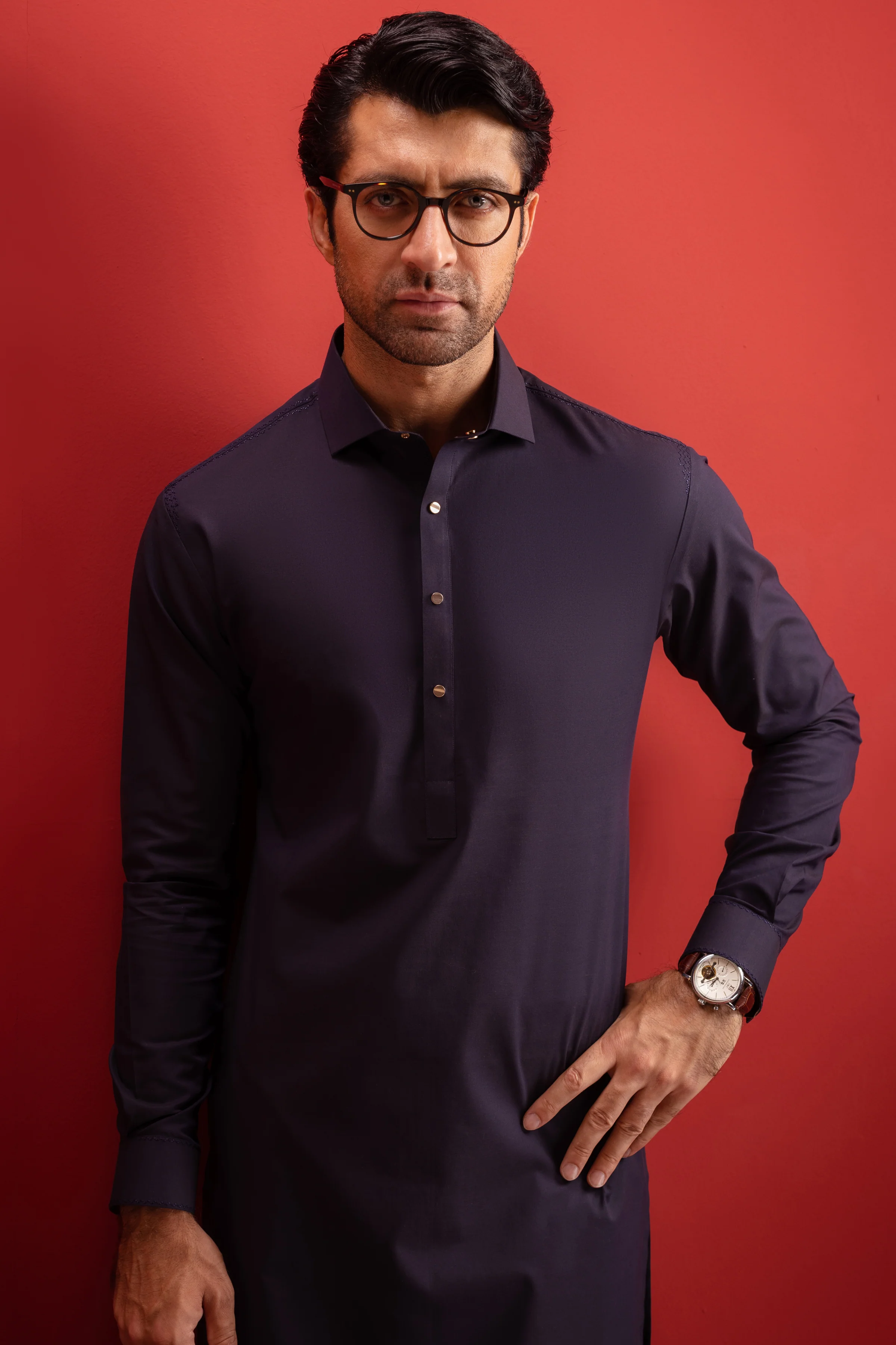 DEEP NAVY COTTON KURTA TROUSERS | CCMKT-S-US-39362-3/3 - SCOTLAND - Image 2