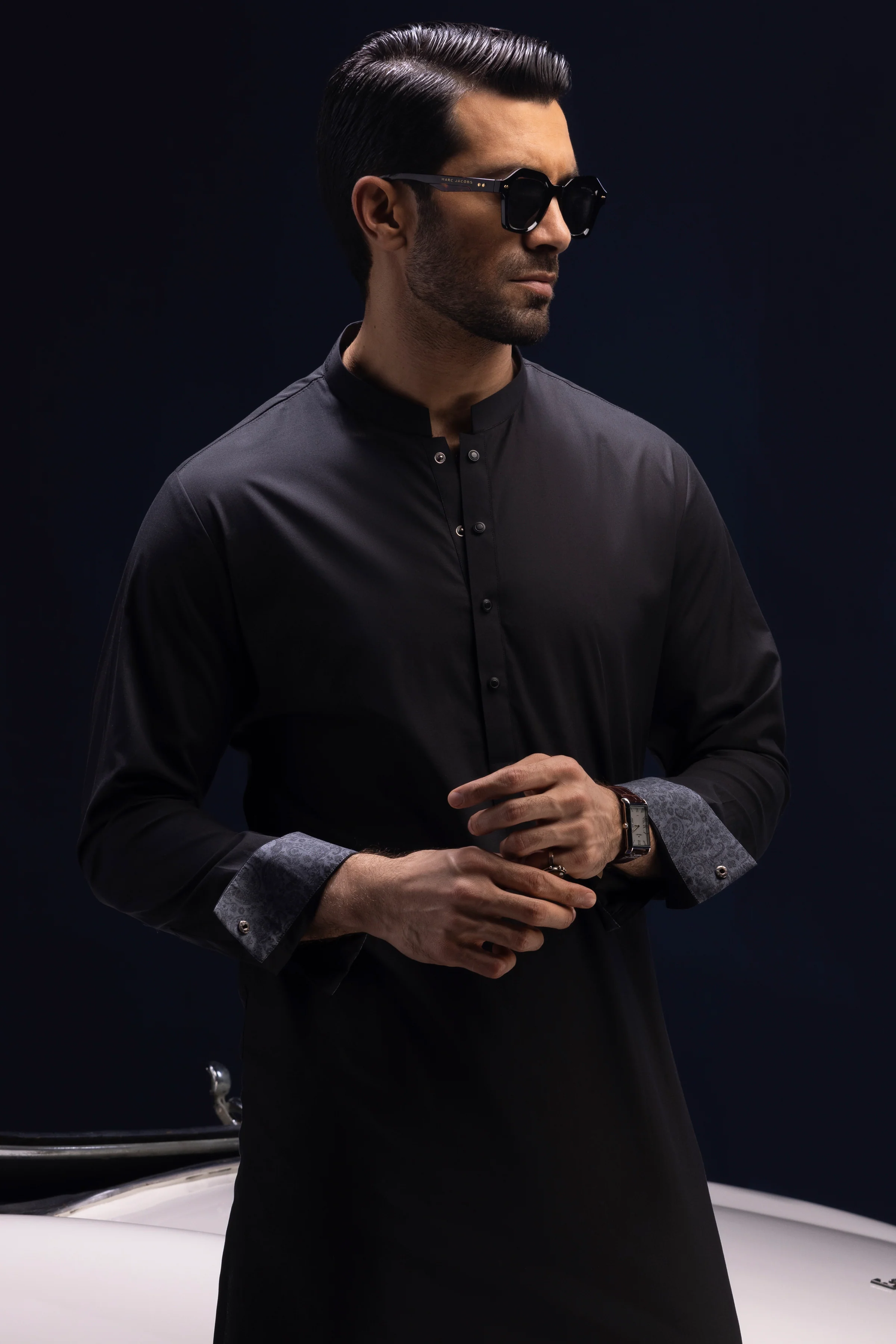 BLACK COTTON KURTA TROUSERS | CCMKT-S-US-39364-1/2 - CALIFORNIA - Image 2