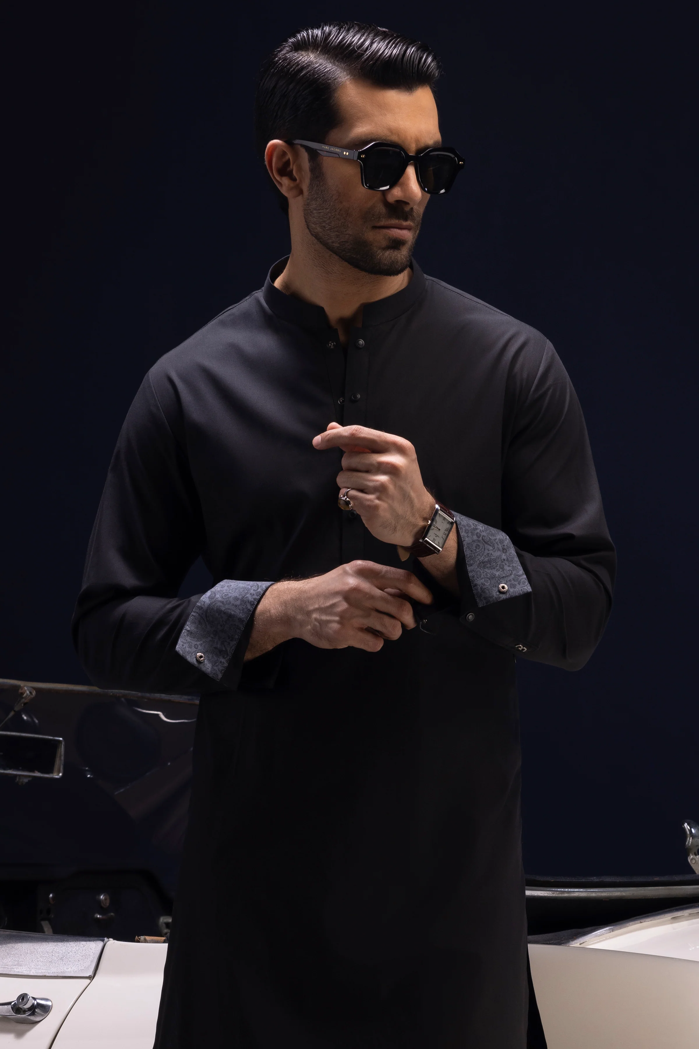 BLACK COTTON KURTA TROUSERS | CCMKT-S-US-39364-1/2 - CALIFORNIA - Image 3