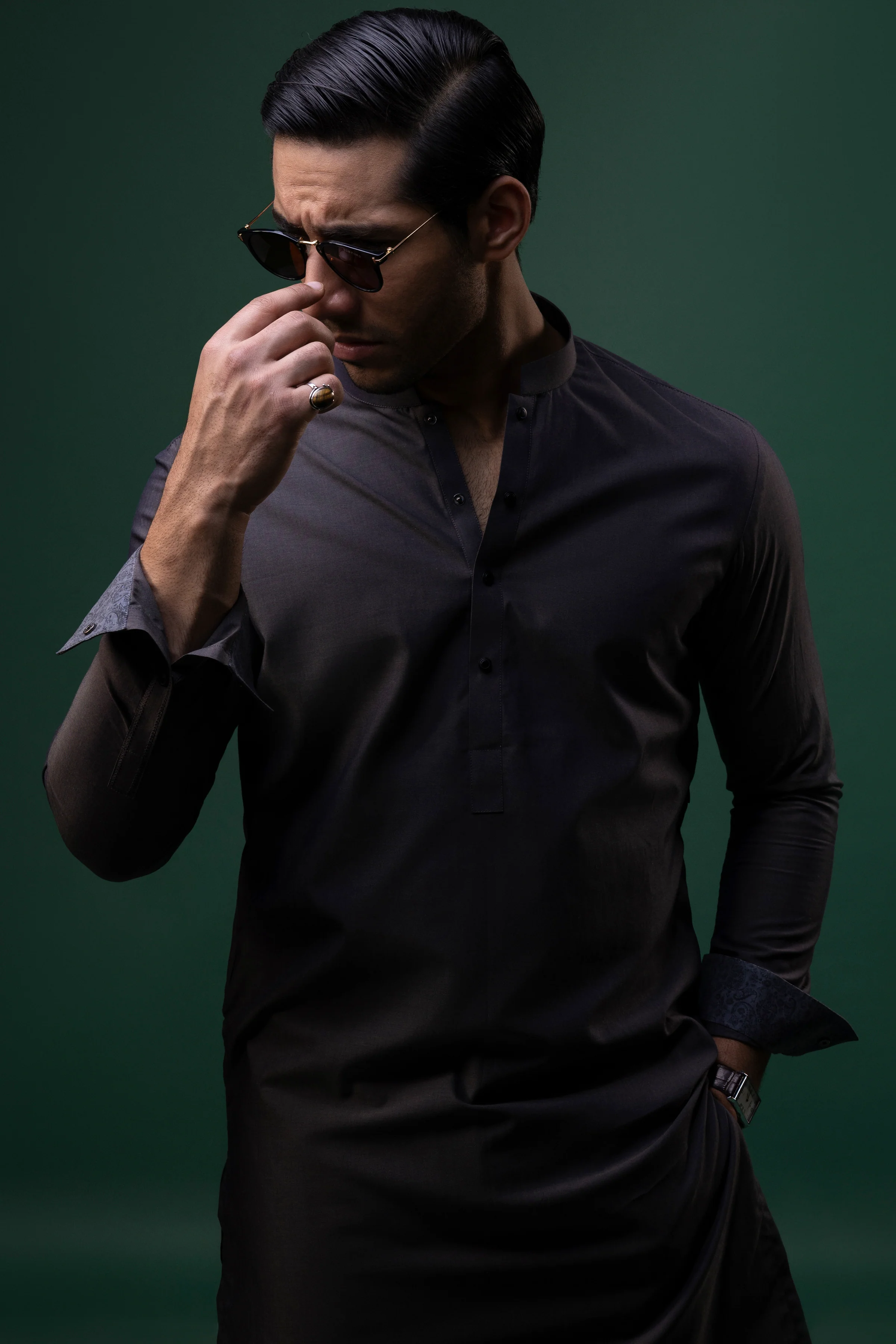 GREY COTTON KURTA TROUSERS | CCMKT-S-US-39364-2/2 - CALIFORNIA - Image 5