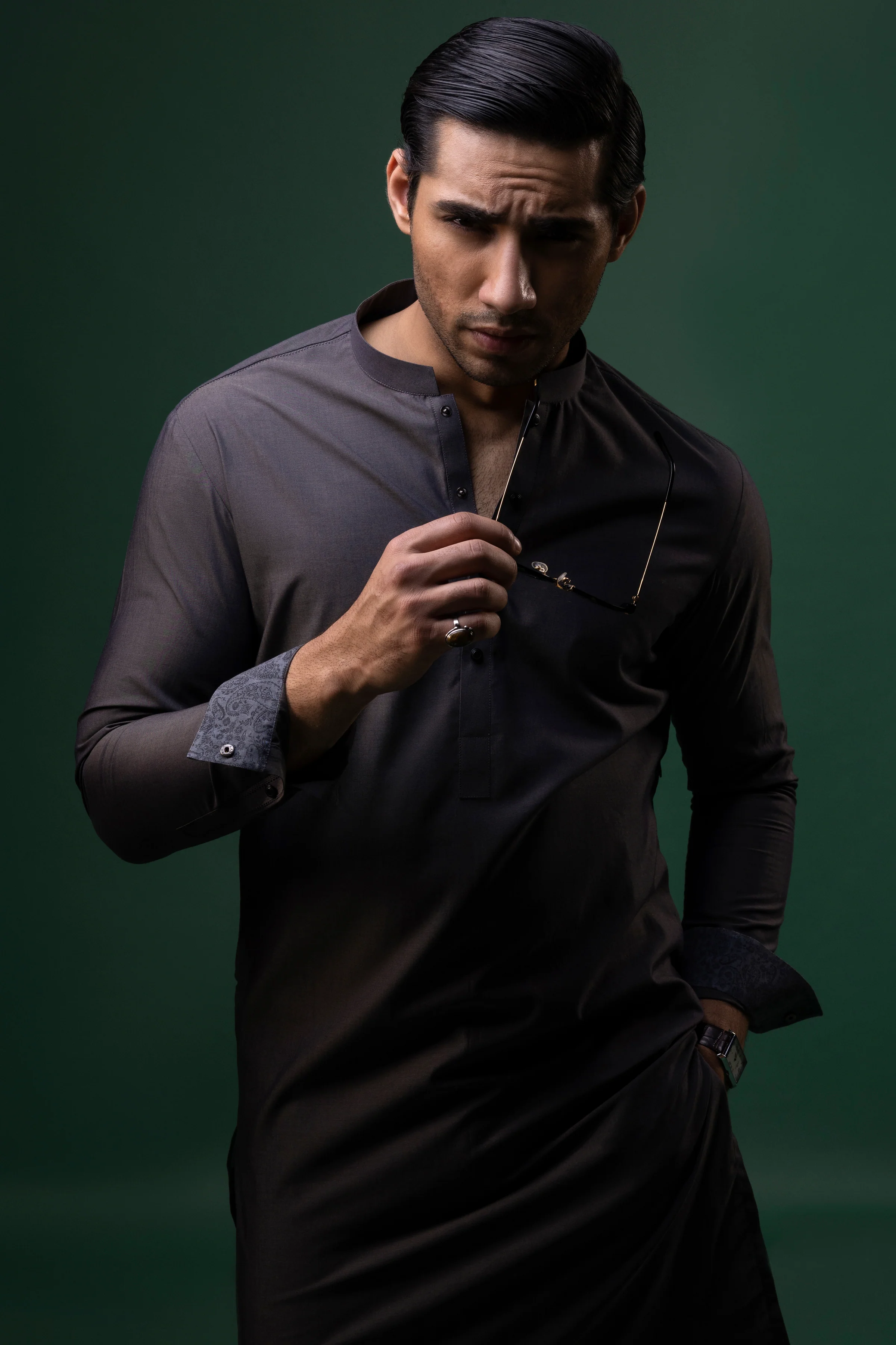GREY COTTON KURTA TROUSERS | CCMKT-S-US-39364-2/2 - CALIFORNIA - Image 6